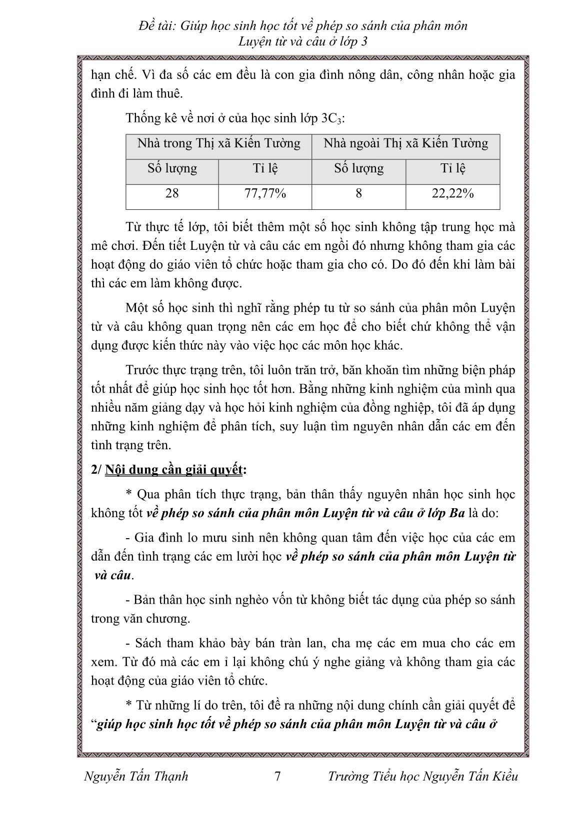 Sáng kiến kinh nghiệm Giúp học sinh học tốt về phép so sánh của phân môn Luyện từ và câu ở Lớp 3 trang 7