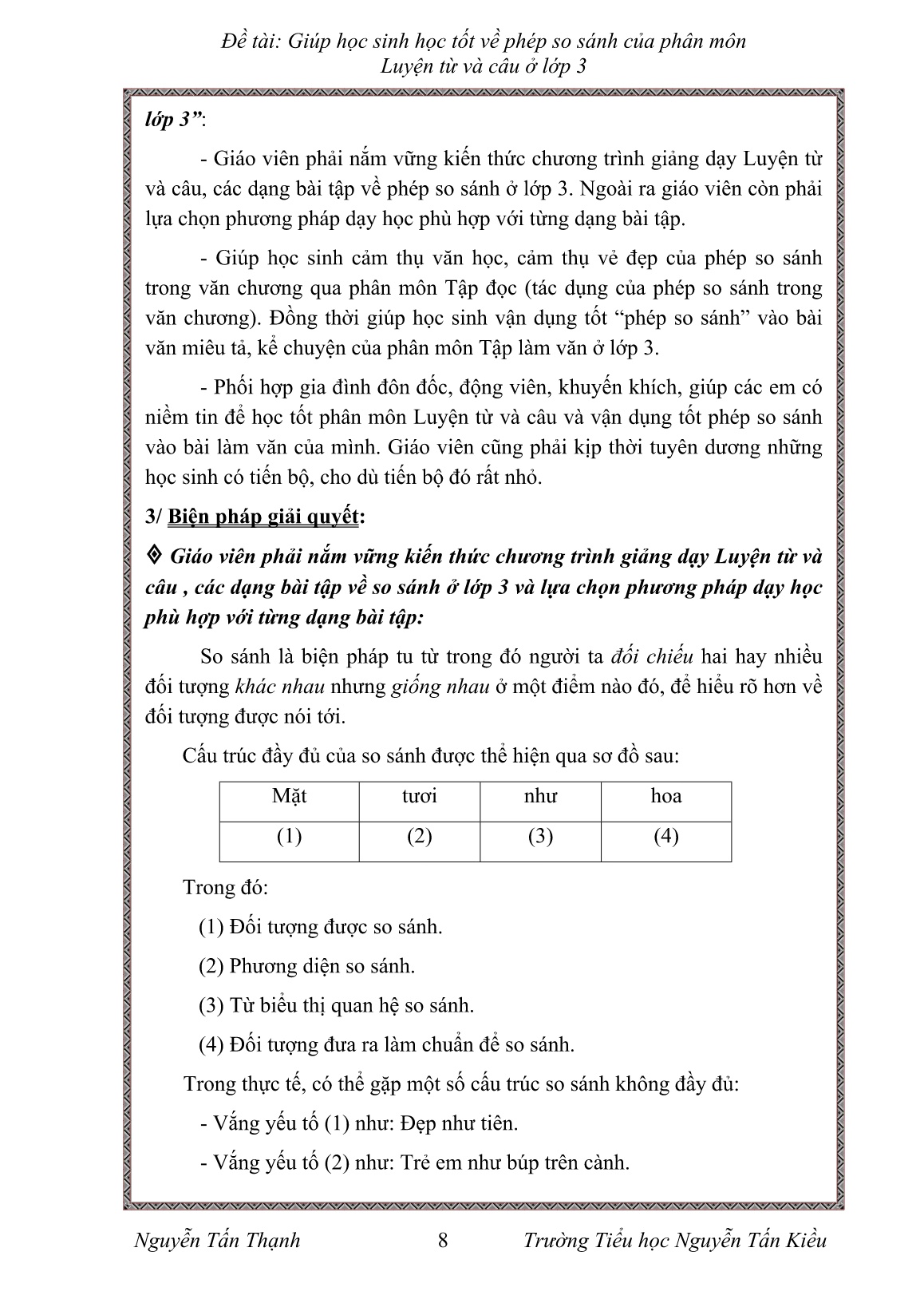 Sáng kiến kinh nghiệm Giúp học sinh học tốt về phép so sánh của phân môn Luyện từ và câu ở Lớp 3 trang 8