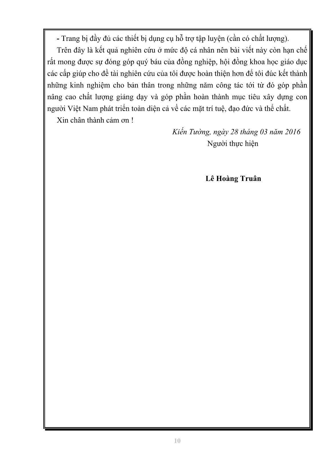 Sáng kiến kinh nghiệm Phát huy vai trò tự quản của học sinh THCS trong giờ thể dục trang 10