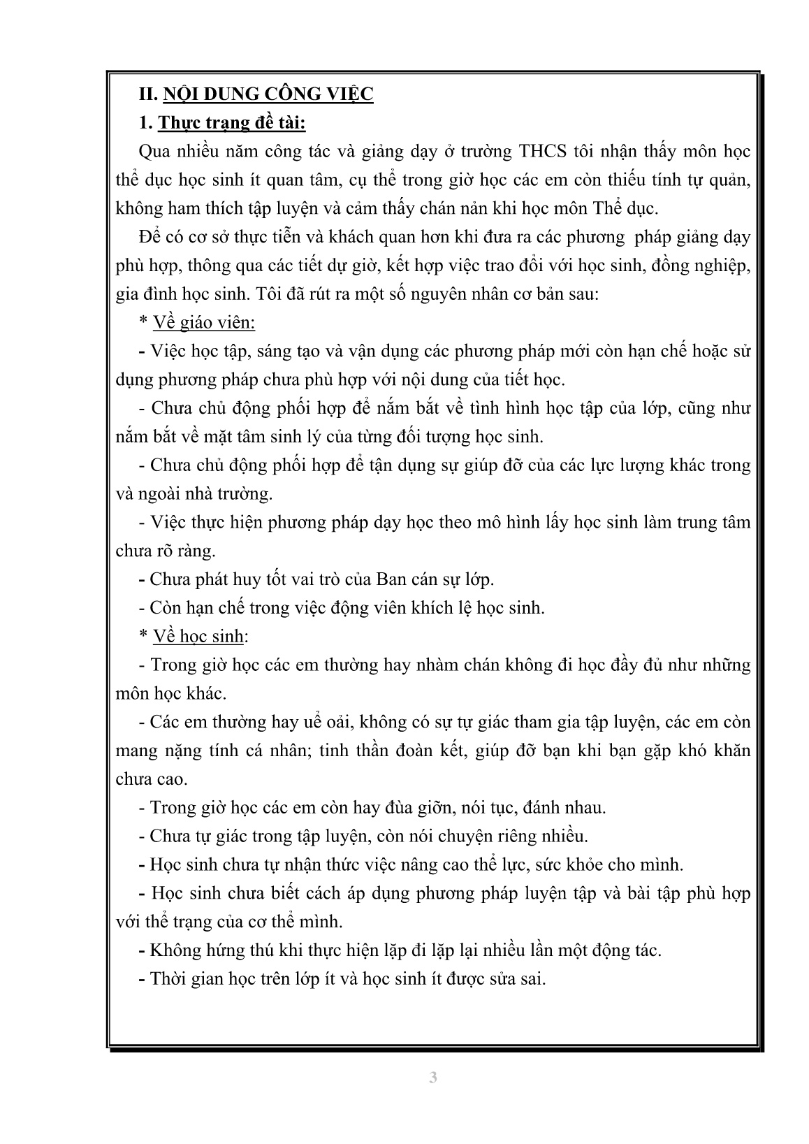 Sáng kiến kinh nghiệm Phát huy vai trò tự quản của học sinh THCS trong giờ thể dục trang 3