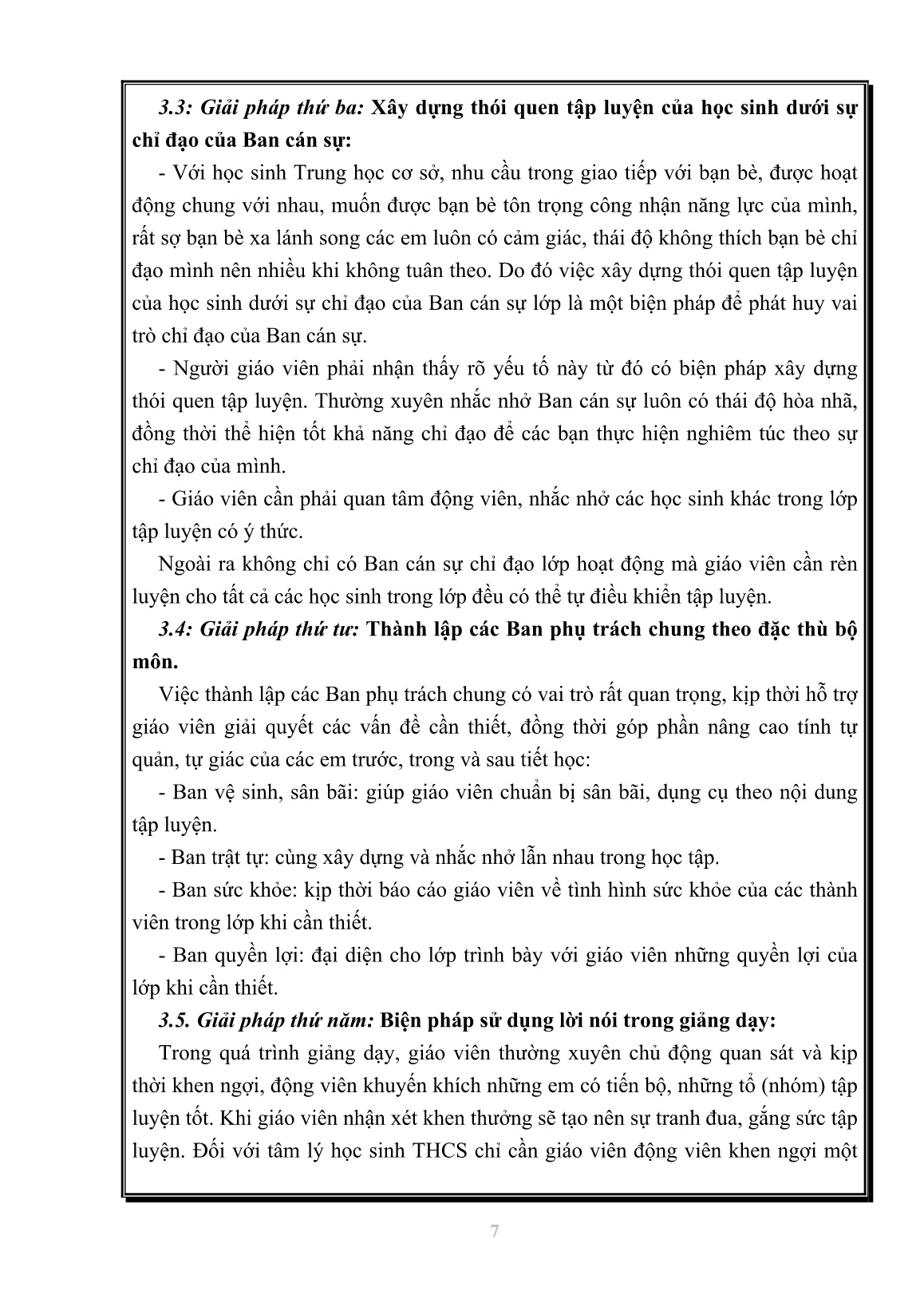 Sáng kiến kinh nghiệm Phát huy vai trò tự quản của học sinh THCS trong giờ thể dục trang 7