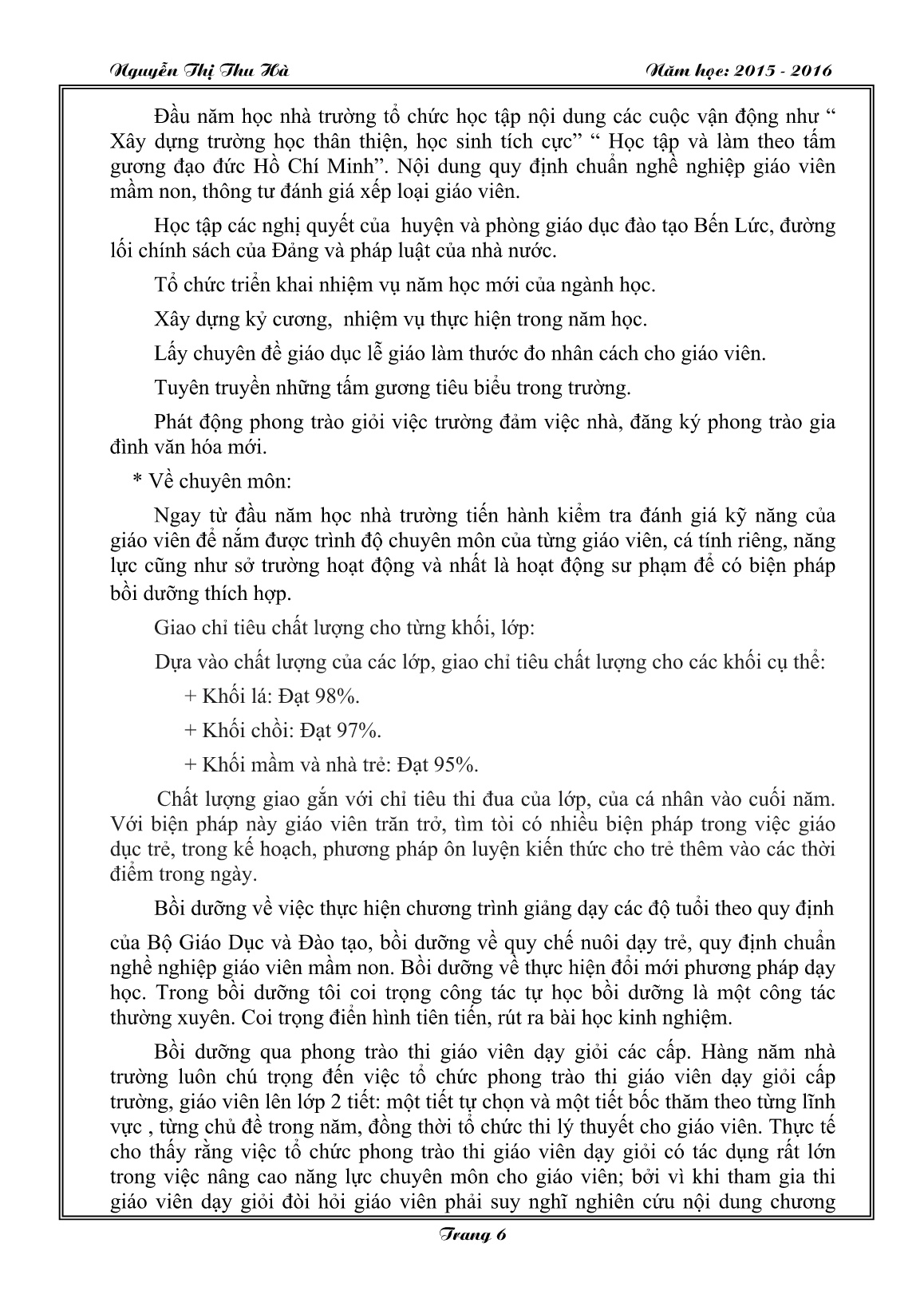 Sáng kiến kinh nghiệm Một số biện pháp bồi dưỡng nâng cao chất lượng chăm sóc giáo dục trong trường mầm non trang 6