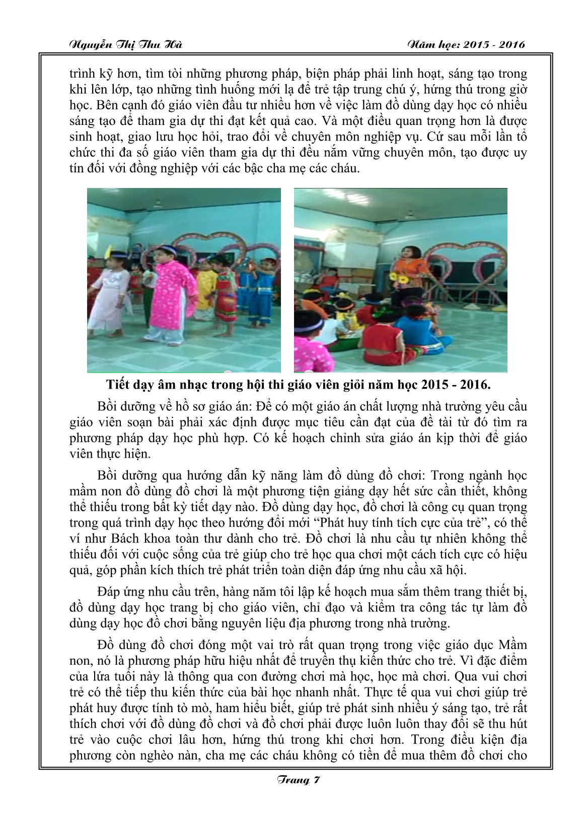 Sáng kiến kinh nghiệm Một số biện pháp bồi dưỡng nâng cao chất lượng chăm sóc giáo dục trong trường mầm non trang 7
