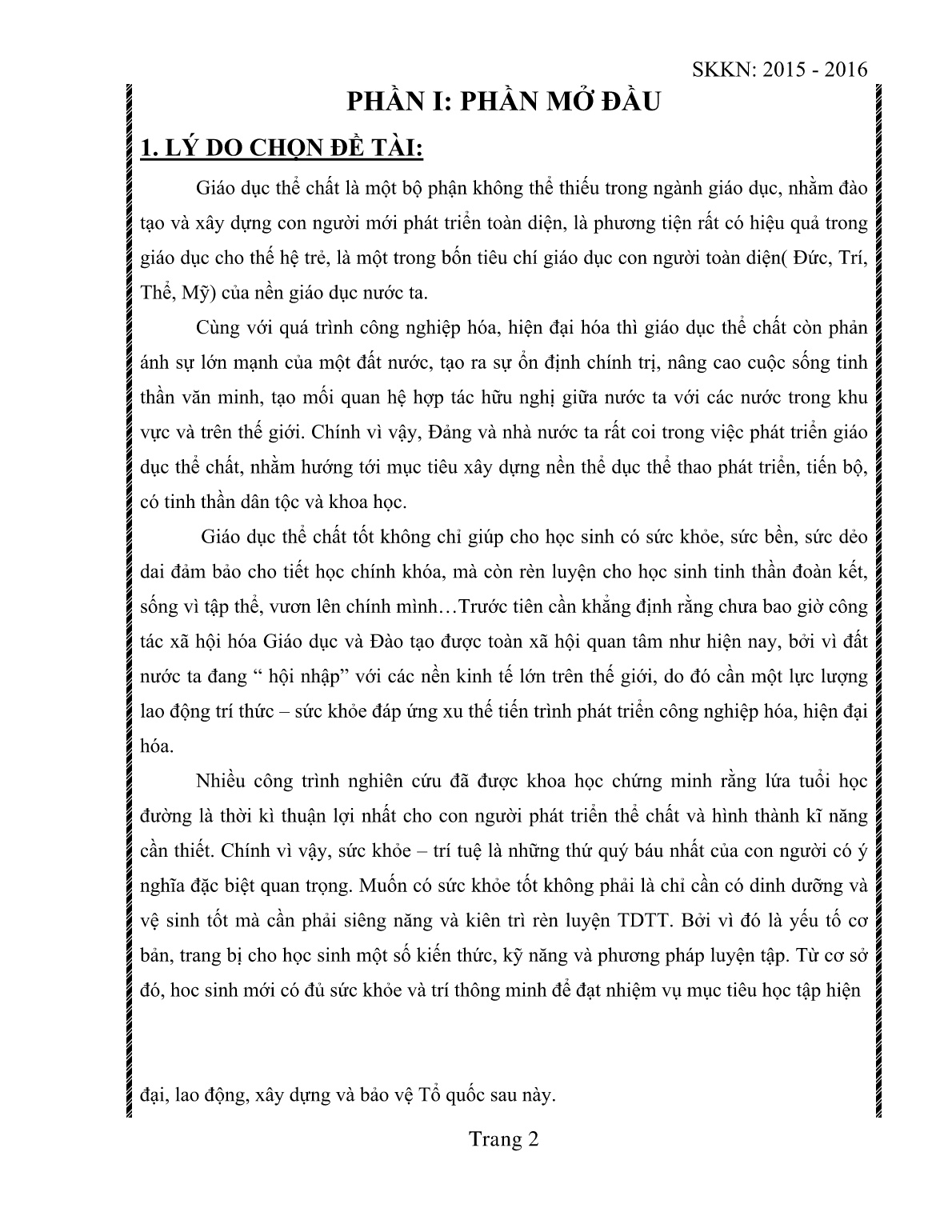 Sáng kiến kinh nghiệm Phương pháp bồi dưỡng học sinh giỏi về môn Điền Kinh trang 2