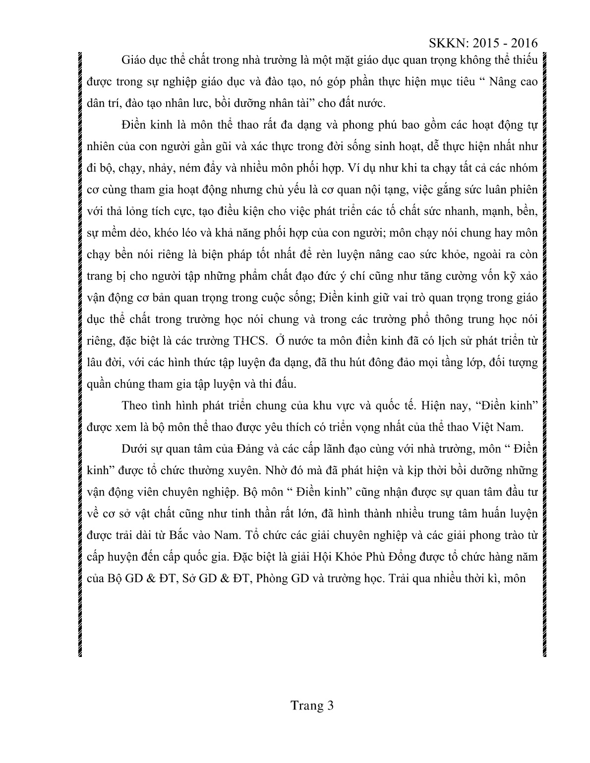 Sáng kiến kinh nghiệm Phương pháp bồi dưỡng học sinh giỏi về môn Điền Kinh trang 3