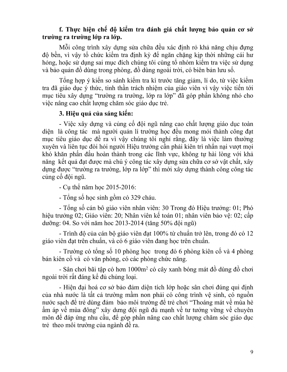 Sáng kiến kinh nghiệm Một vài biện pháp tham mưu của Hiệu trưởng về việc xây dựng củng cố đội ngũ trang 9