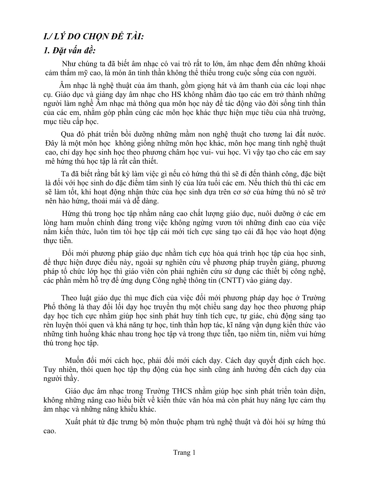 Sáng kiến kinh nghiệm Ứng dụng công nghệ thông tin vào giảng dạy Âm nhạc 8 trang 1