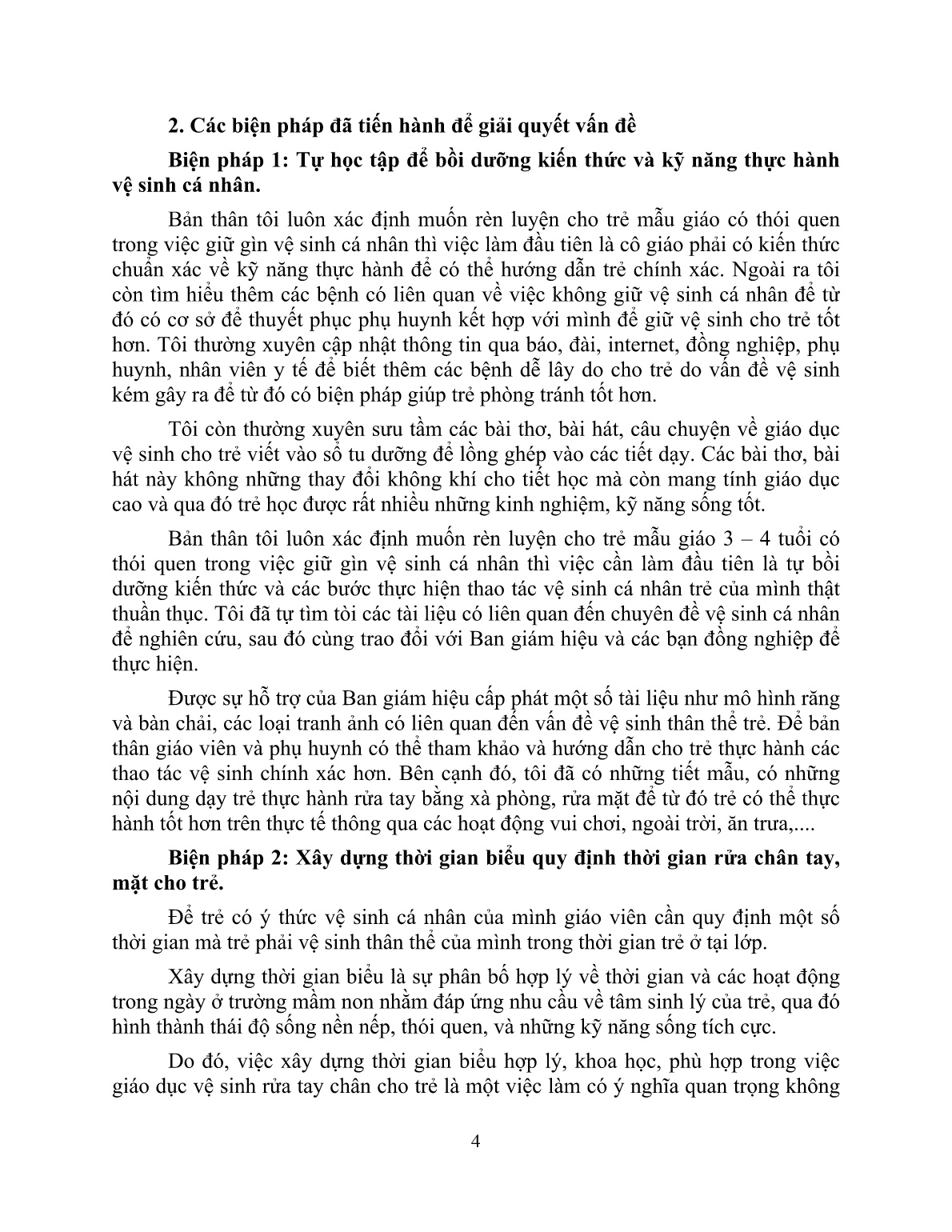 Sáng kiến kinh nghiệm Một số biện pháp giáo dục trẻ 3-4 tuổi giữ gìn vệ sinh thân thể trang 4