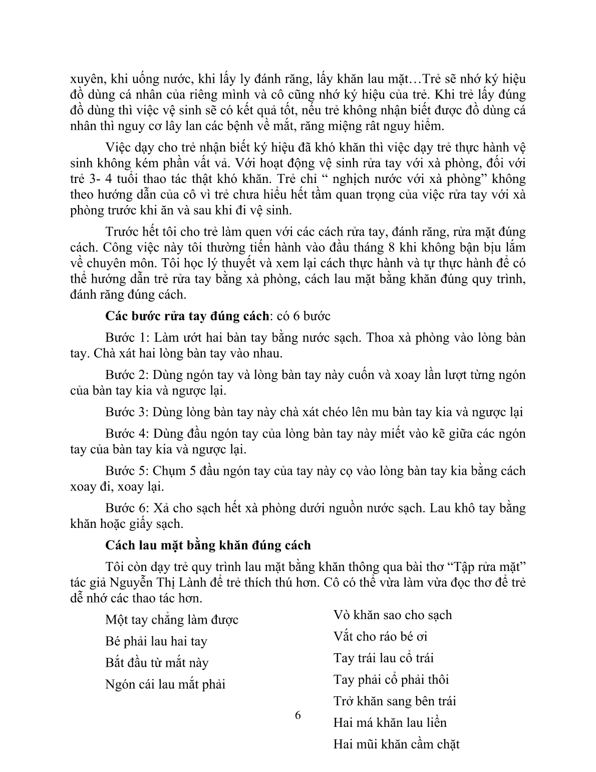 Sáng kiến kinh nghiệm Một số biện pháp giáo dục trẻ 3-4 tuổi giữ gìn vệ sinh thân thể trang 6