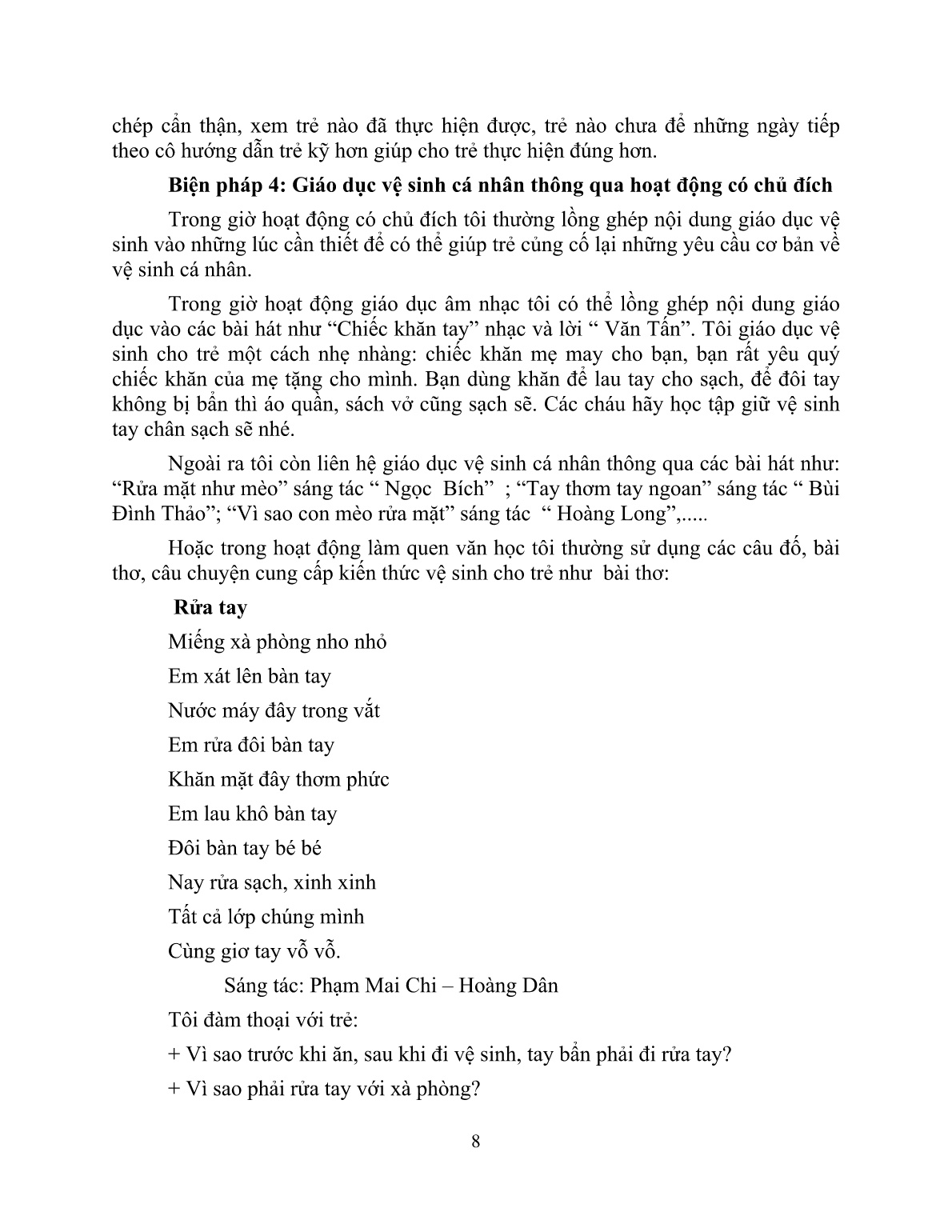 Sáng kiến kinh nghiệm Một số biện pháp giáo dục trẻ 3-4 tuổi giữ gìn vệ sinh thân thể trang 8