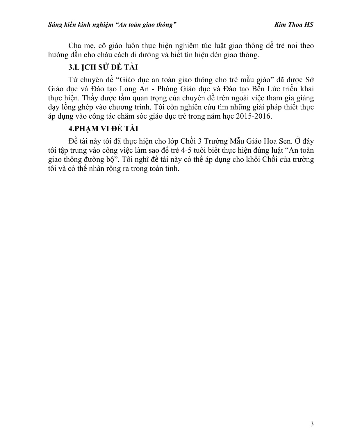 Sáng kiến kinh nghiệm Một vài biện pháp lồng ghép về giáo dục trật tự an toàn giao thông cho trẻ mẫu giáo trang 3