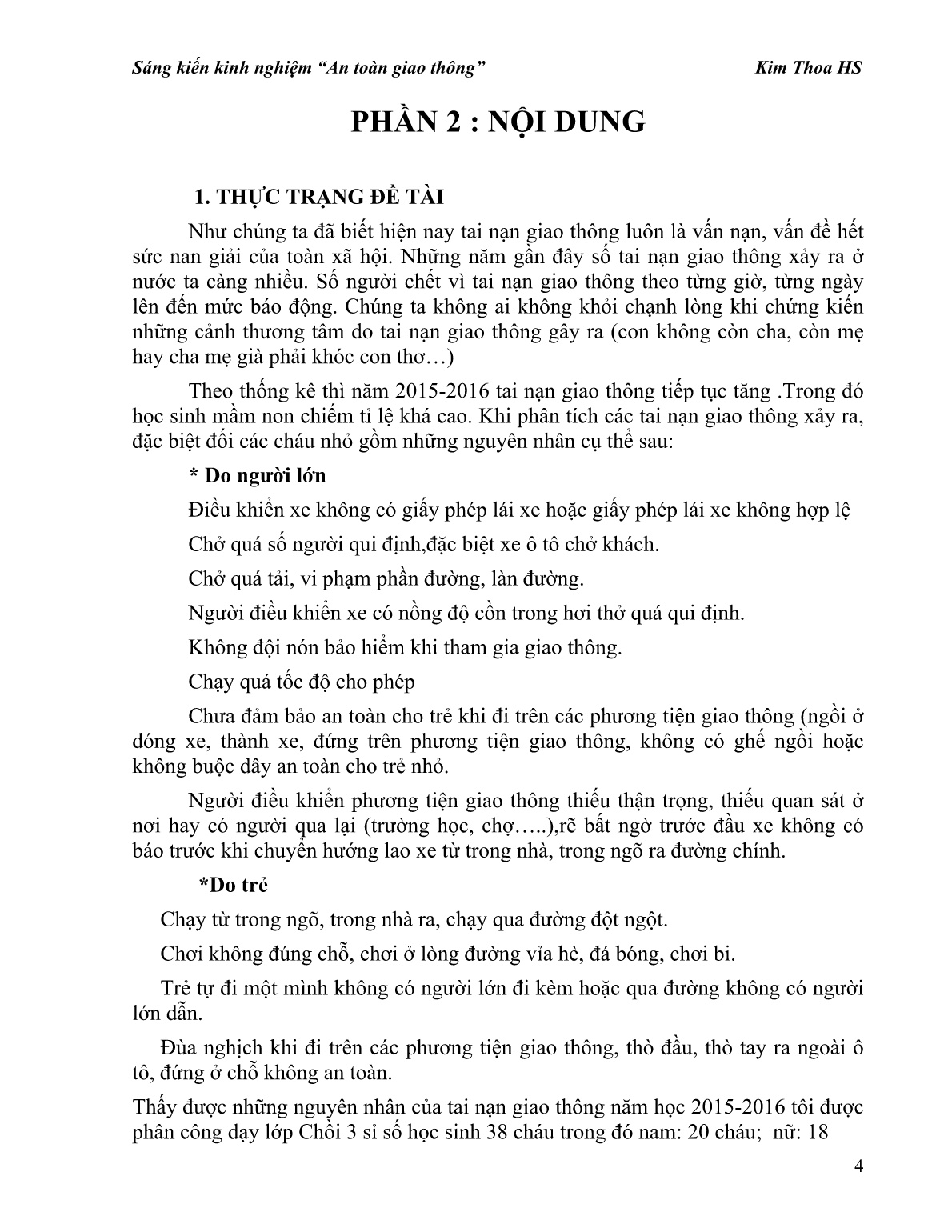 Sáng kiến kinh nghiệm Một vài biện pháp lồng ghép về giáo dục trật tự an toàn giao thông cho trẻ mẫu giáo trang 4