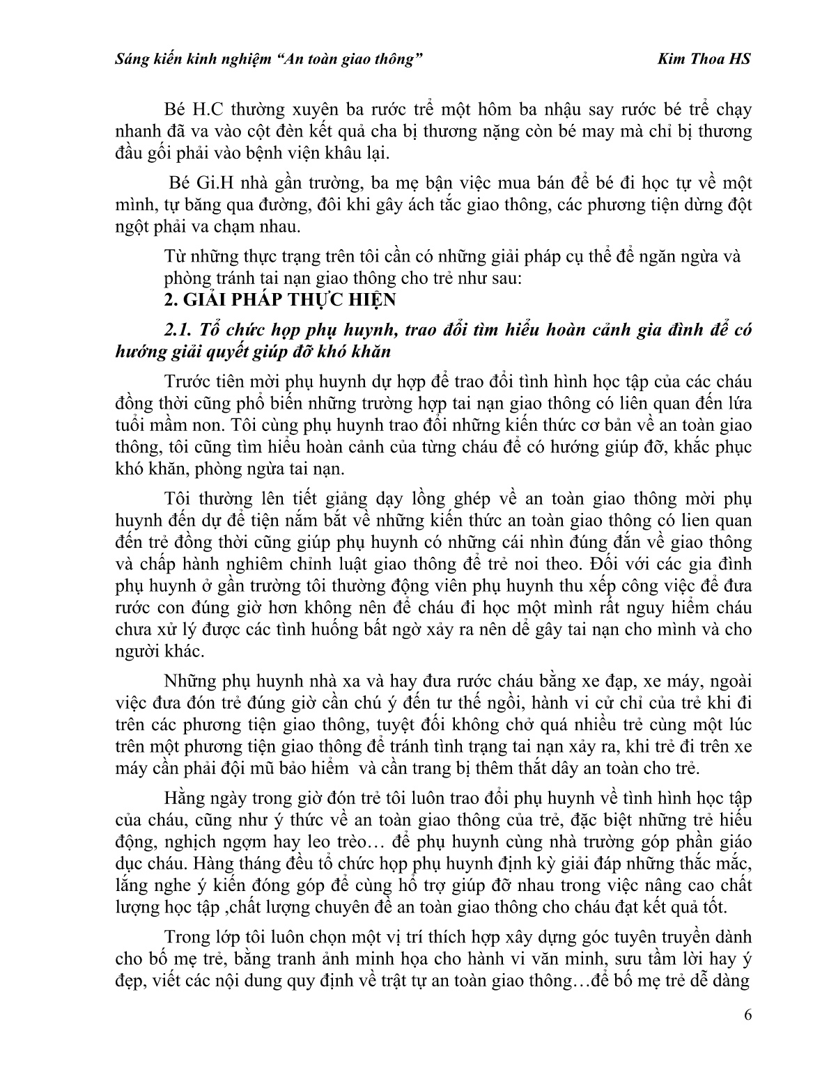 Sáng kiến kinh nghiệm Một vài biện pháp lồng ghép về giáo dục trật tự an toàn giao thông cho trẻ mẫu giáo trang 6