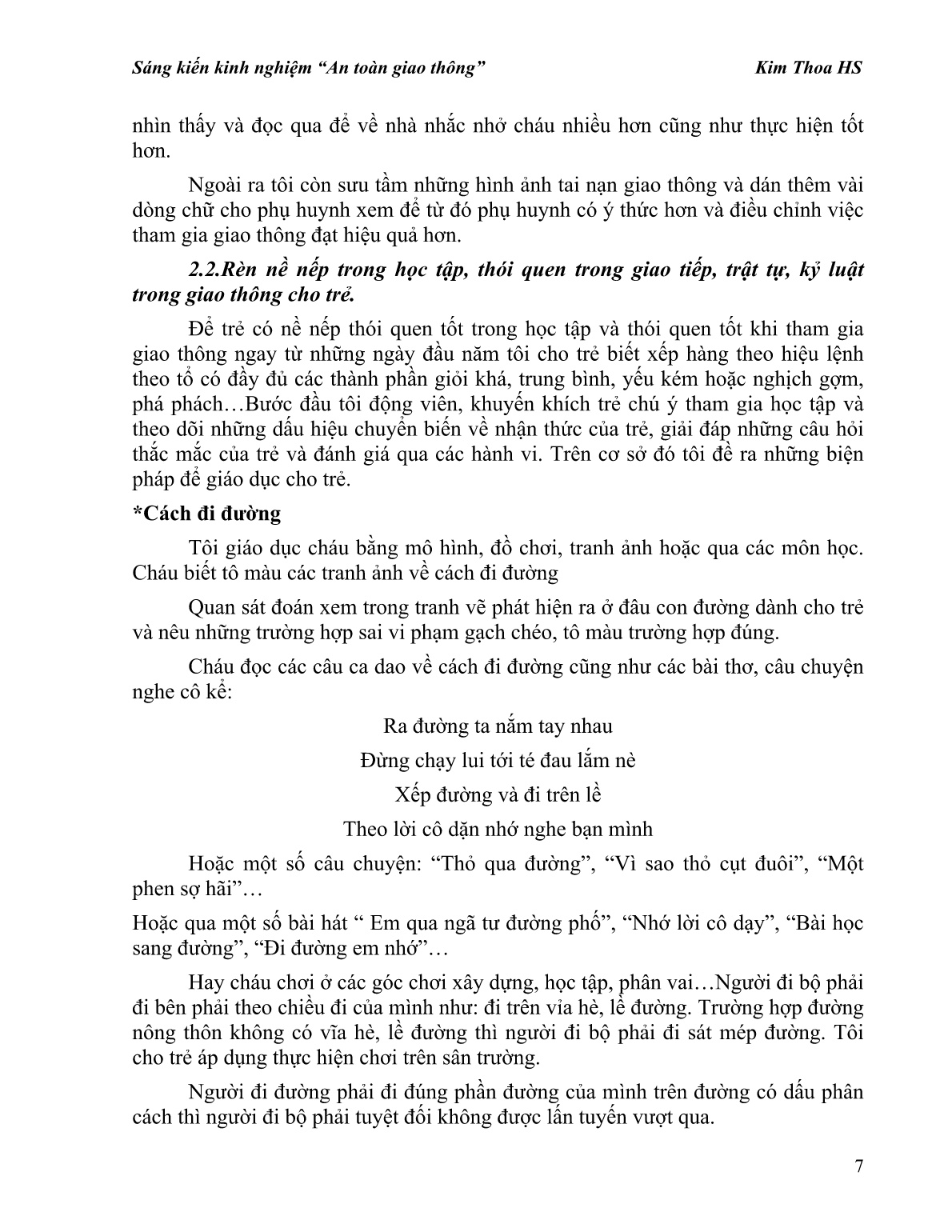 Sáng kiến kinh nghiệm Một vài biện pháp lồng ghép về giáo dục trật tự an toàn giao thông cho trẻ mẫu giáo trang 7