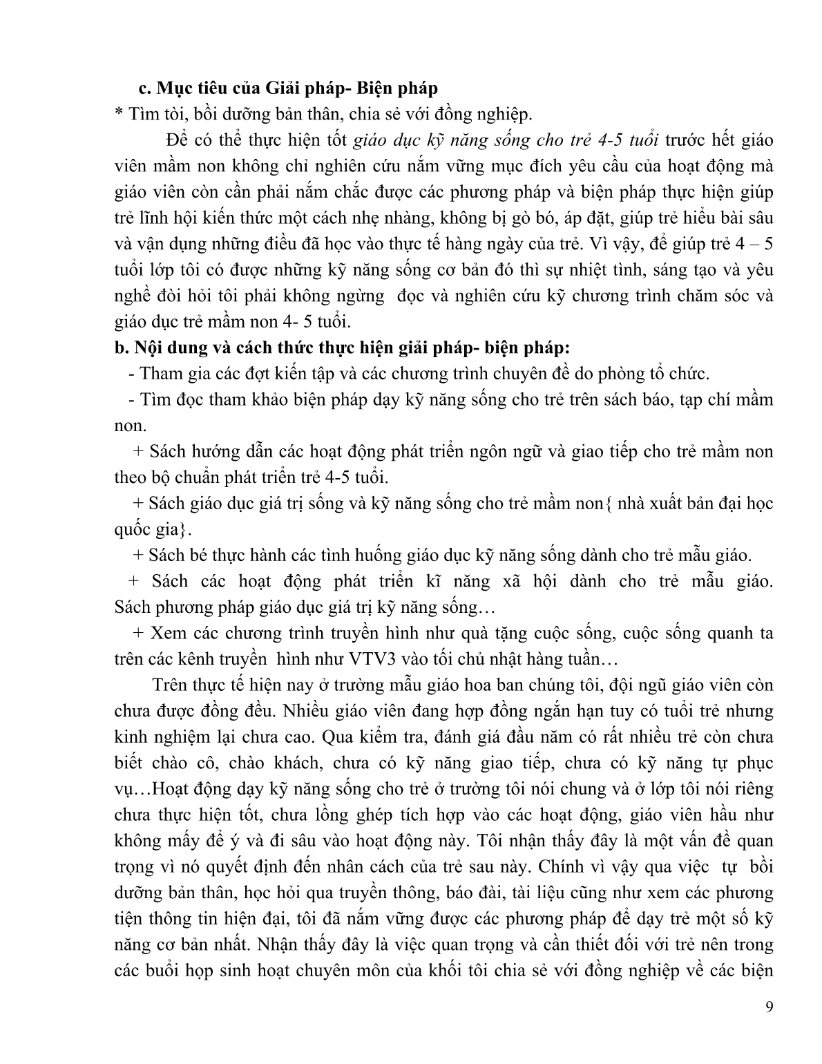 Sáng kiến kinh nghiệm Một số biện pháp giáo dục kỹ năng sống cho trẻ mẫu giáo 4-5 tuổi ở trường mầm non trang 9
