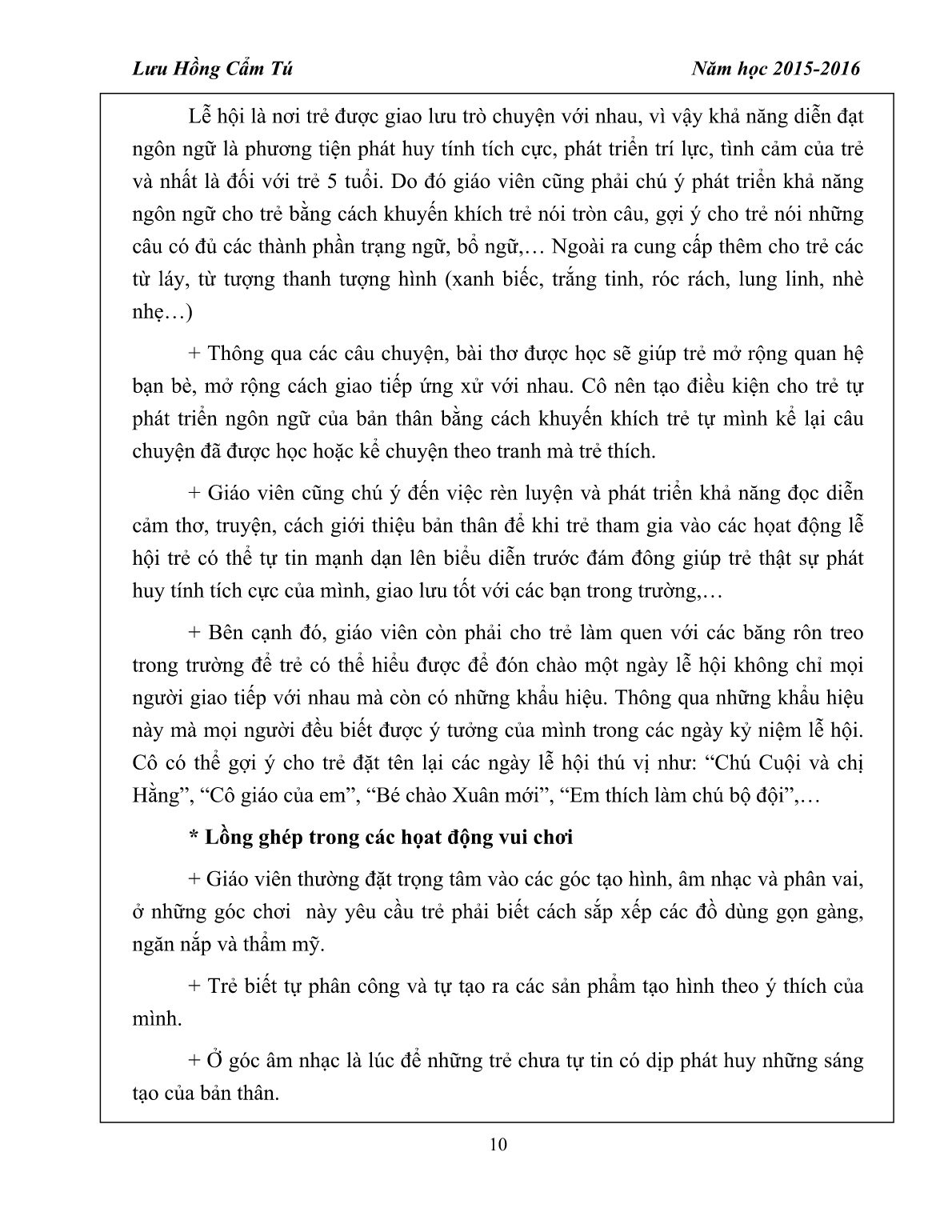 Sáng kiến kinh nghiệm Một vài biện pháp quản lý - chỉ đạo - tổ chức tốt lễ hội cho trẻ ở trường mầm non trang 10