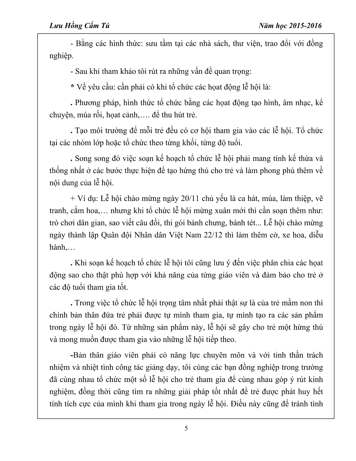 Sáng kiến kinh nghiệm Một vài biện pháp quản lý - chỉ đạo - tổ chức tốt lễ hội cho trẻ ở trường mầm non trang 5