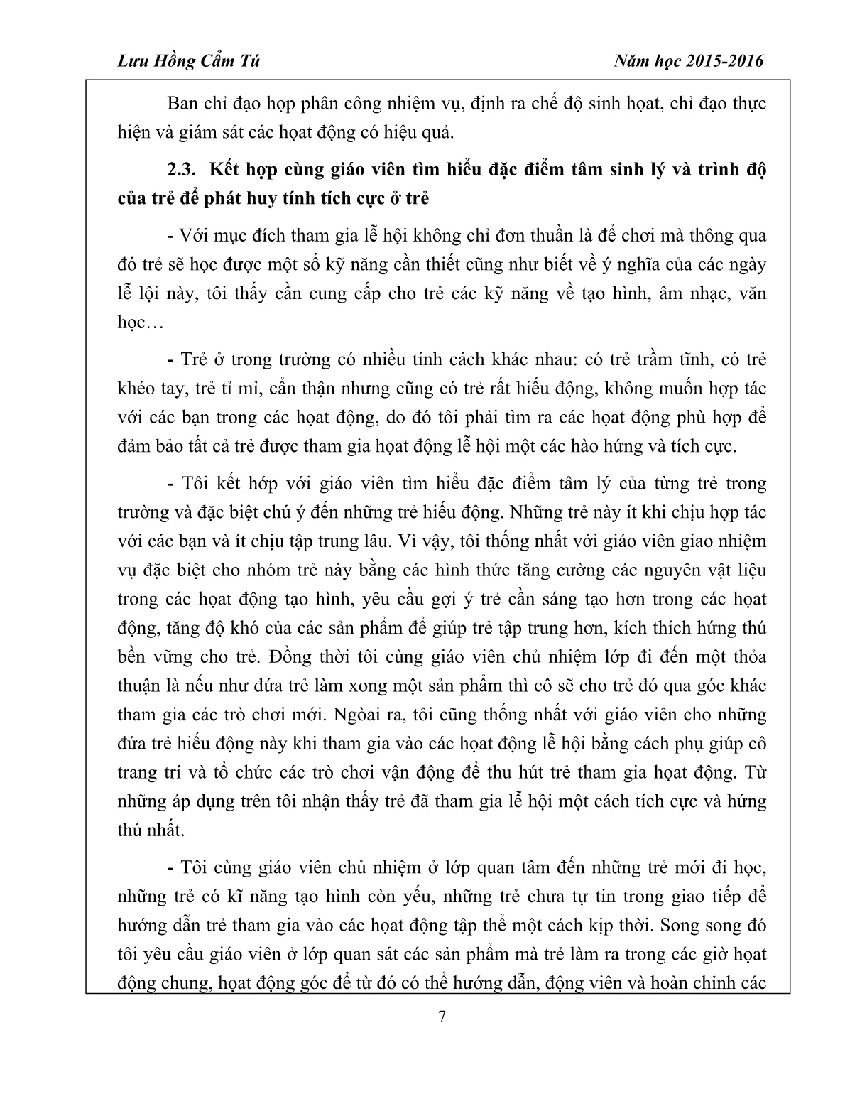 Sáng kiến kinh nghiệm Một vài biện pháp quản lý - chỉ đạo - tổ chức tốt lễ hội cho trẻ ở trường mầm non trang 7