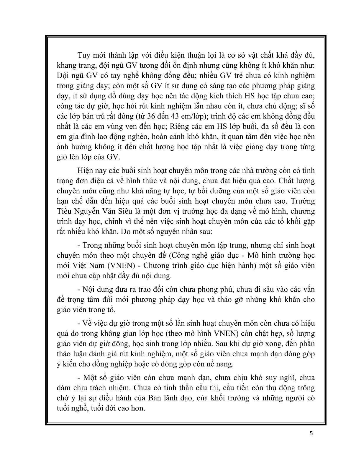 Sáng kiến kinh nghiệm Một số biện pháp nâng cao hiệu quả sinh hoạt chuyên môn ở trường tiểu học trang 5