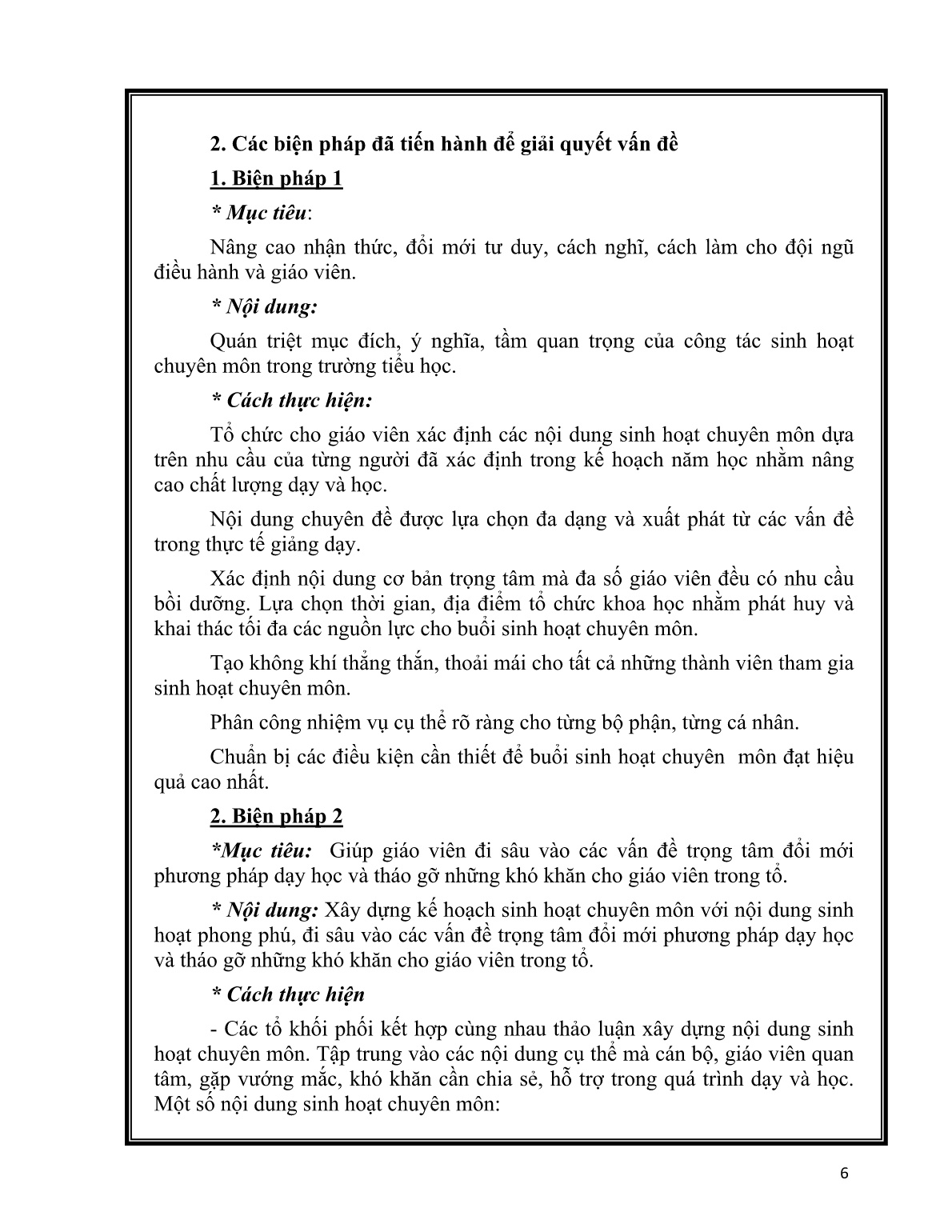 Sáng kiến kinh nghiệm Một số biện pháp nâng cao hiệu quả sinh hoạt chuyên môn ở trường tiểu học trang 6