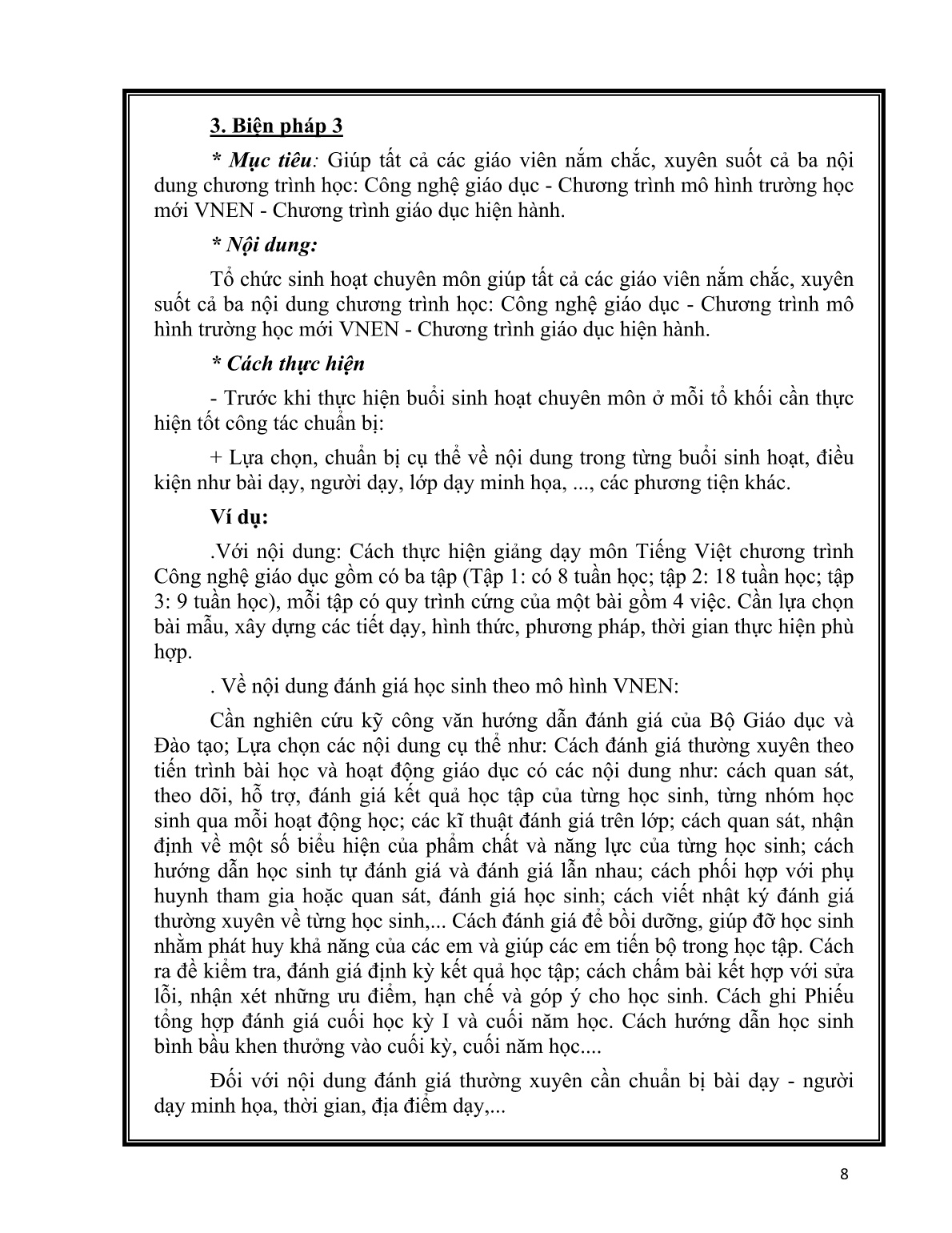 Sáng kiến kinh nghiệm Một số biện pháp nâng cao hiệu quả sinh hoạt chuyên môn ở trường tiểu học trang 8
