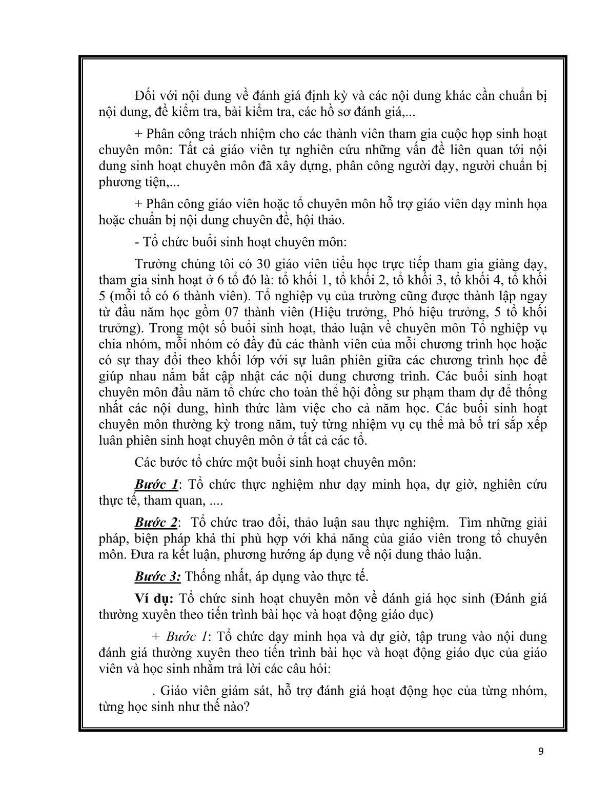 Sáng kiến kinh nghiệm Một số biện pháp nâng cao hiệu quả sinh hoạt chuyên môn ở trường tiểu học trang 9