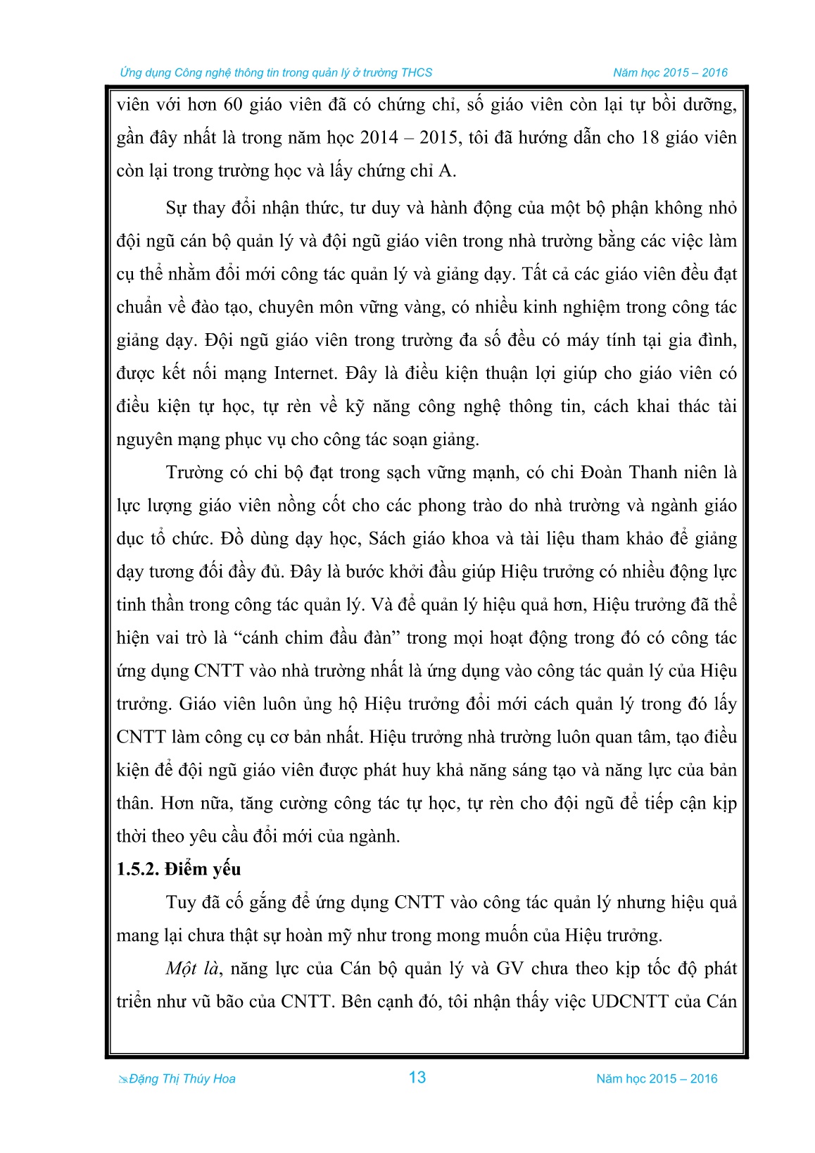 Sáng kiến kinh nghiệm Ứng dụng Công nghệ thông tin trong quản lý ở trường THCS trang 10