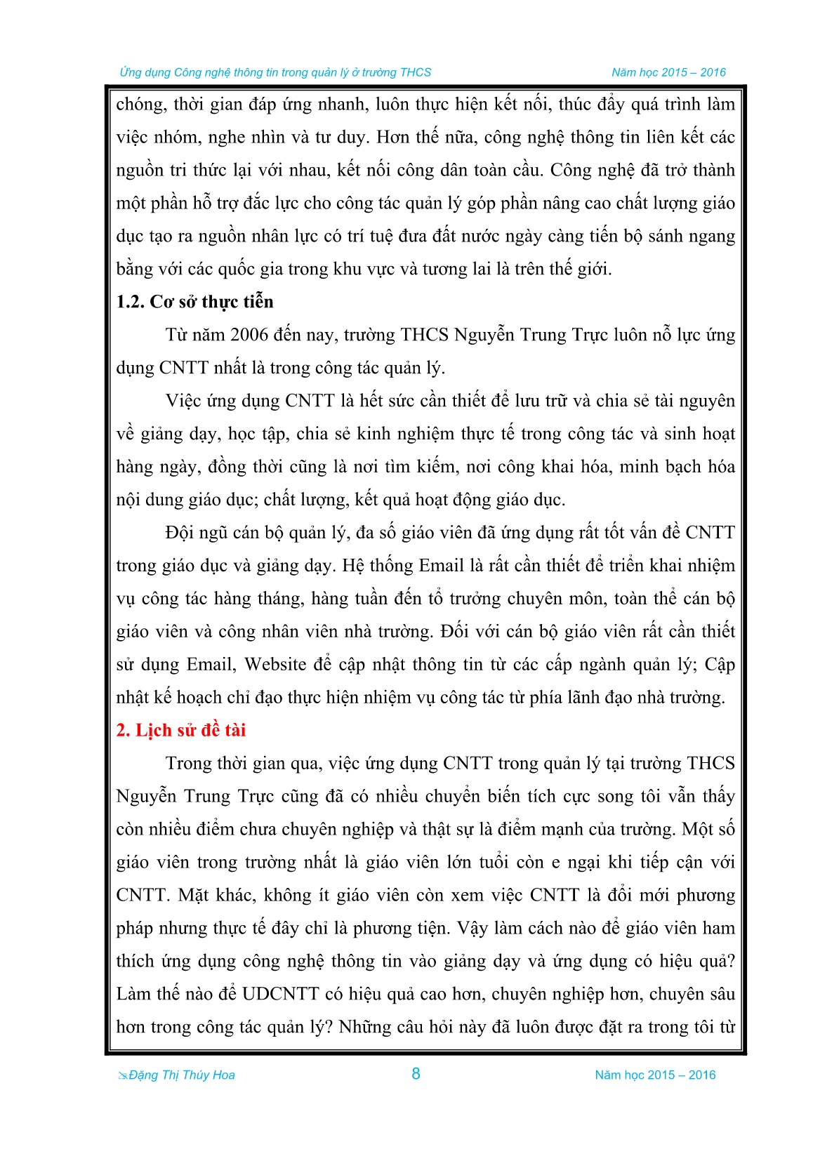 Sáng kiến kinh nghiệm Ứng dụng Công nghệ thông tin trong quản lý ở trường THCS trang 5