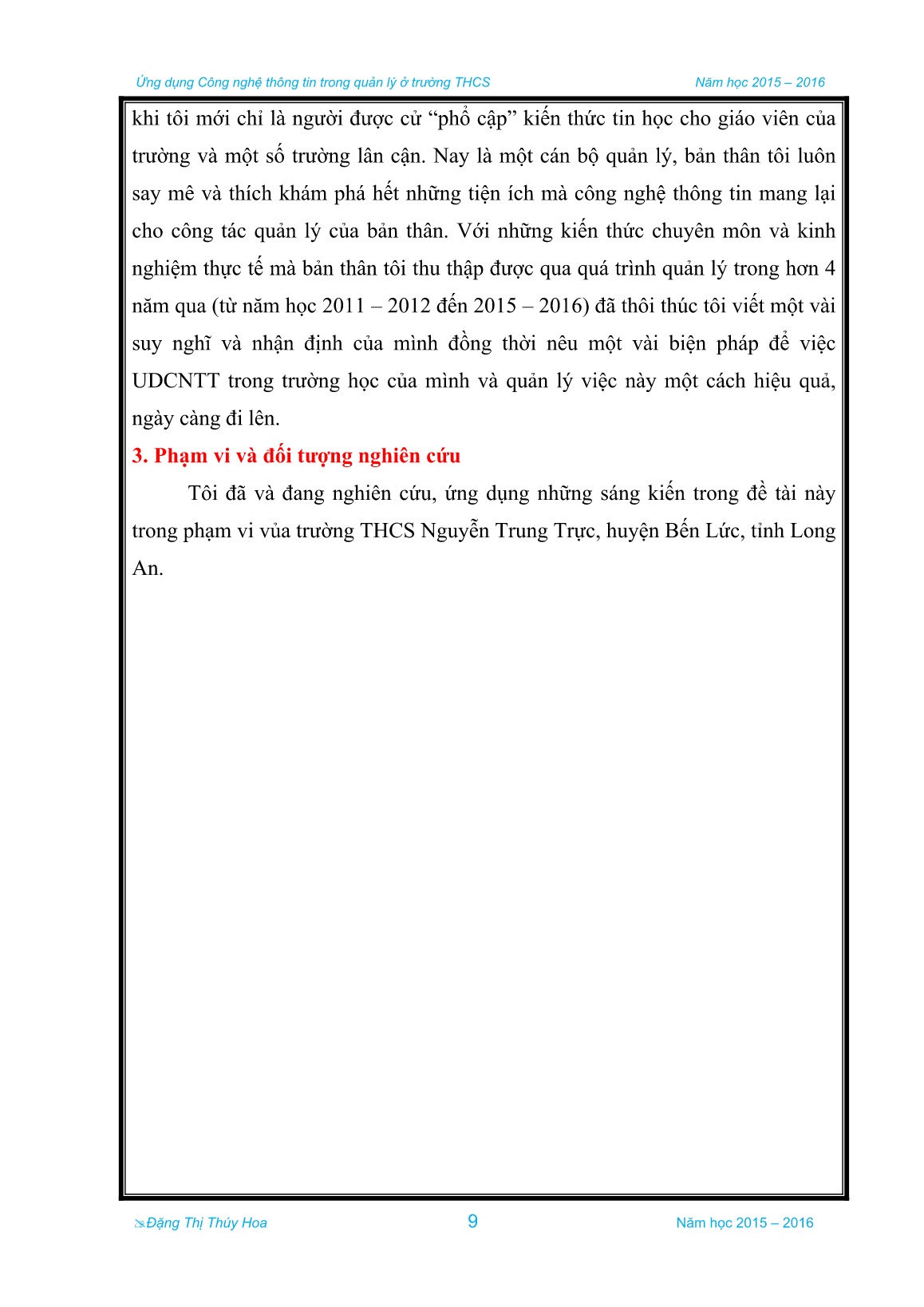 Sáng kiến kinh nghiệm Ứng dụng Công nghệ thông tin trong quản lý ở trường THCS trang 6