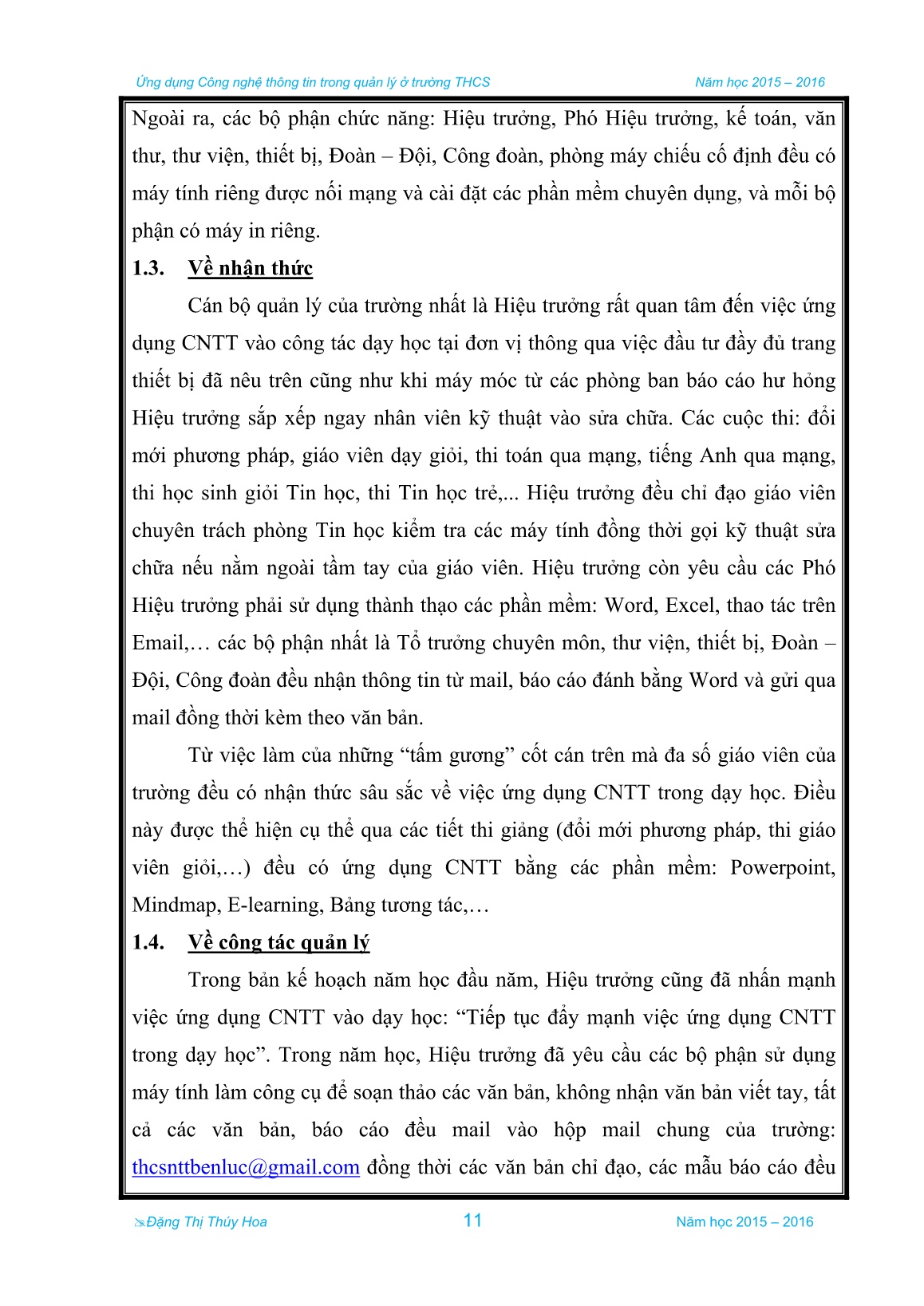 Sáng kiến kinh nghiệm Ứng dụng Công nghệ thông tin trong quản lý ở trường THCS trang 8