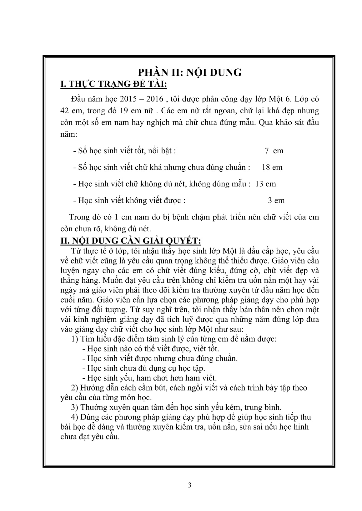 Sáng kiến kinh nghiệm Biện pháp nâng cao việc rèn chữ cho học sinh Lớp Một trang 3