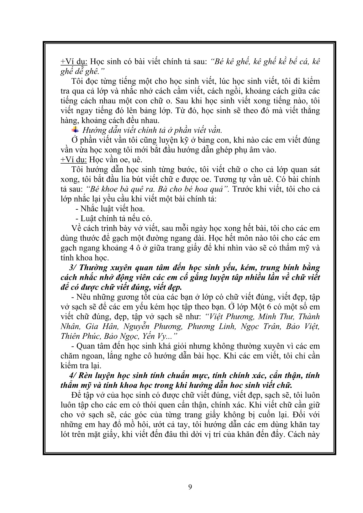 Sáng kiến kinh nghiệm Biện pháp nâng cao việc rèn chữ cho học sinh Lớp Một trang 9