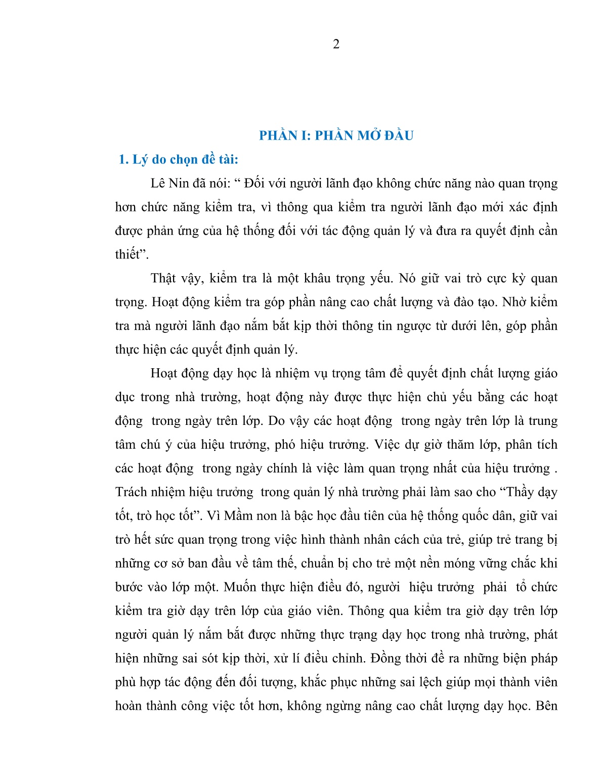 SKKN Một số biện pháp nâng cao chất lượng tổ chức kiểm tra giờ dạy trên lớp cho giáo viên trường mẫu giáo Hoa Đào trang 2