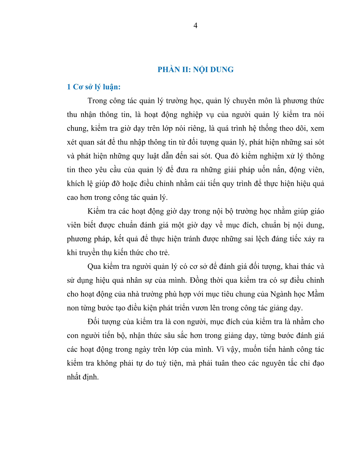 SKKN Một số biện pháp nâng cao chất lượng tổ chức kiểm tra giờ dạy trên lớp cho giáo viên trường mẫu giáo Hoa Đào trang 4