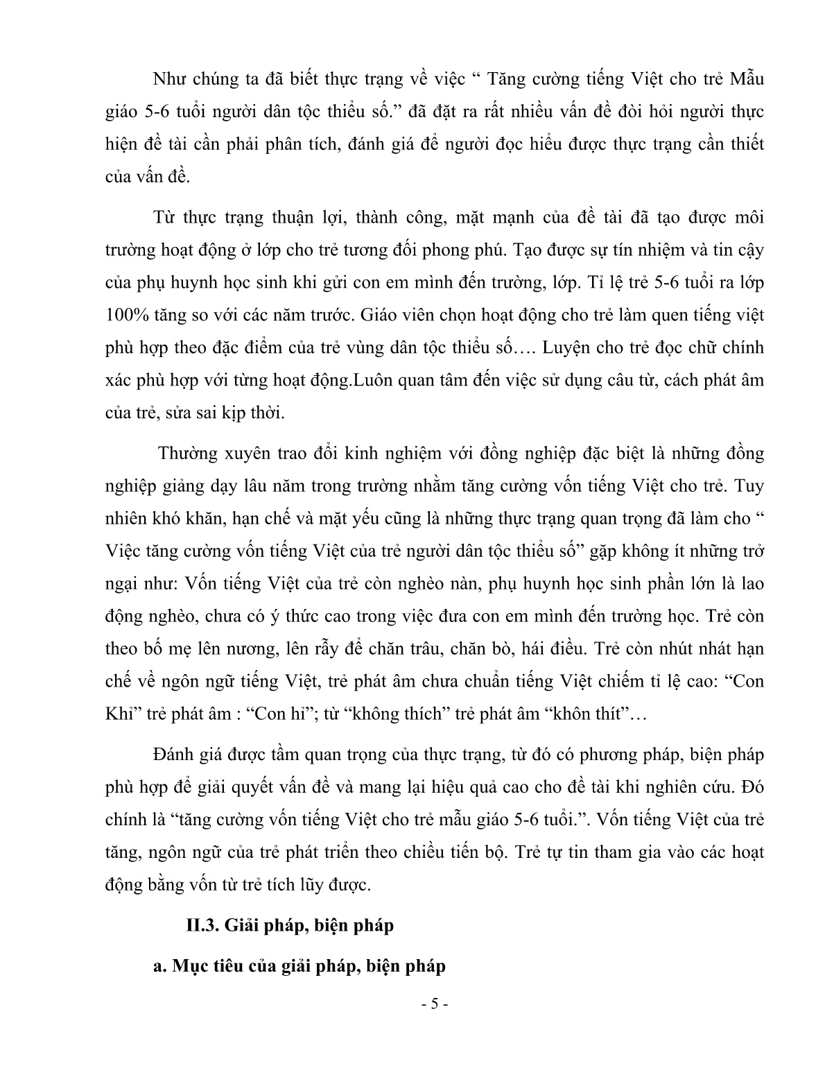 Sáng kiến kinh nghiệm Một số biện pháp cung cấp vốn Tiếng Việt cho trẻ dân tộc thiểu số trang 5