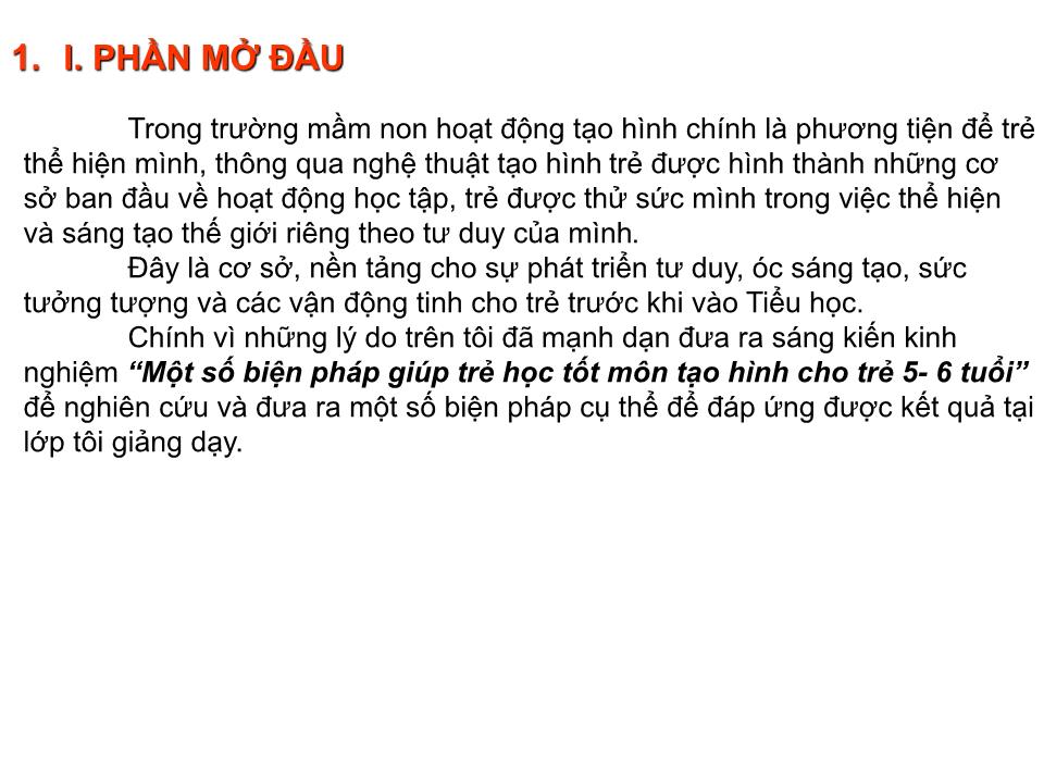 Sáng kiến kinh nghiệm Một số biện pháp giúp trẻ học tốt môn tạo hình cho trẻ 5-6 tuổi trang 3