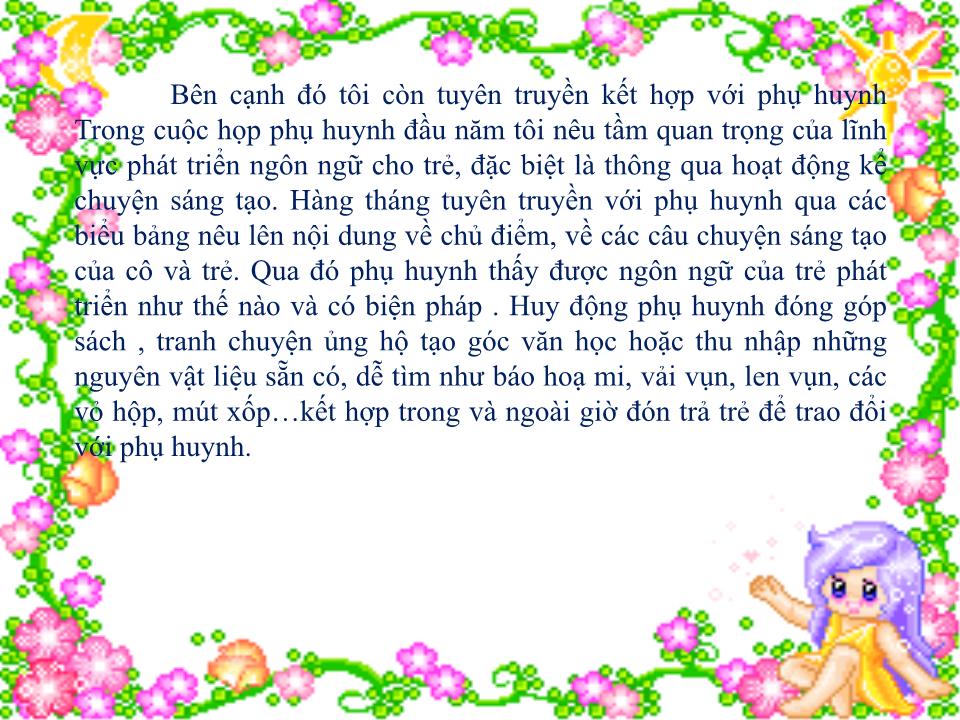 Thuyết trình SKKN Một số biện pháp phát triển ngôn ngữ cho trẻ 4-5 tuổi thông qua hoạt động kể chuyện sáng tạo trang 6