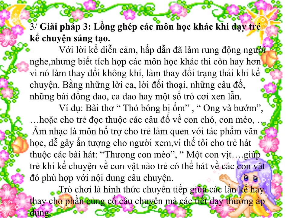 Thuyết trình SKKN Một số biện pháp phát triển ngôn ngữ cho trẻ 4-5 tuổi thông qua hoạt động kể chuyện sáng tạo trang 7