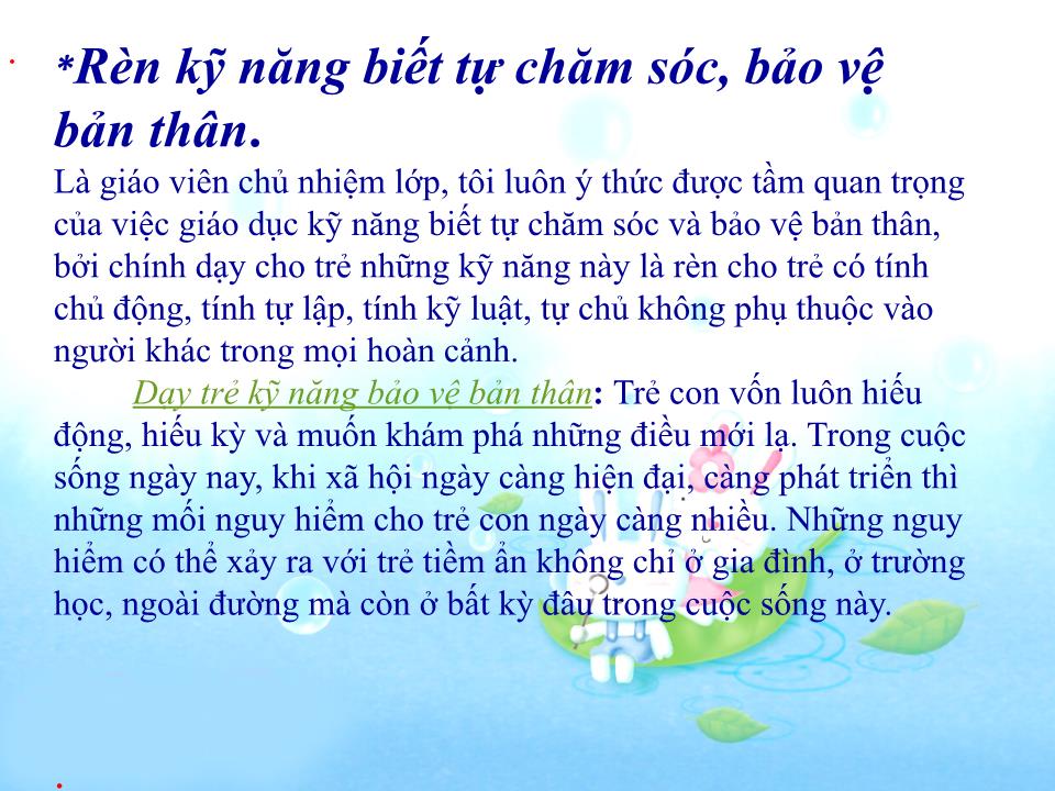 Sáng kiến kinh nghiệm Một số biện pháp giáo dục kỹ năng sống cho trẻ lớp mẫu giáo 5 tuổi trang 10