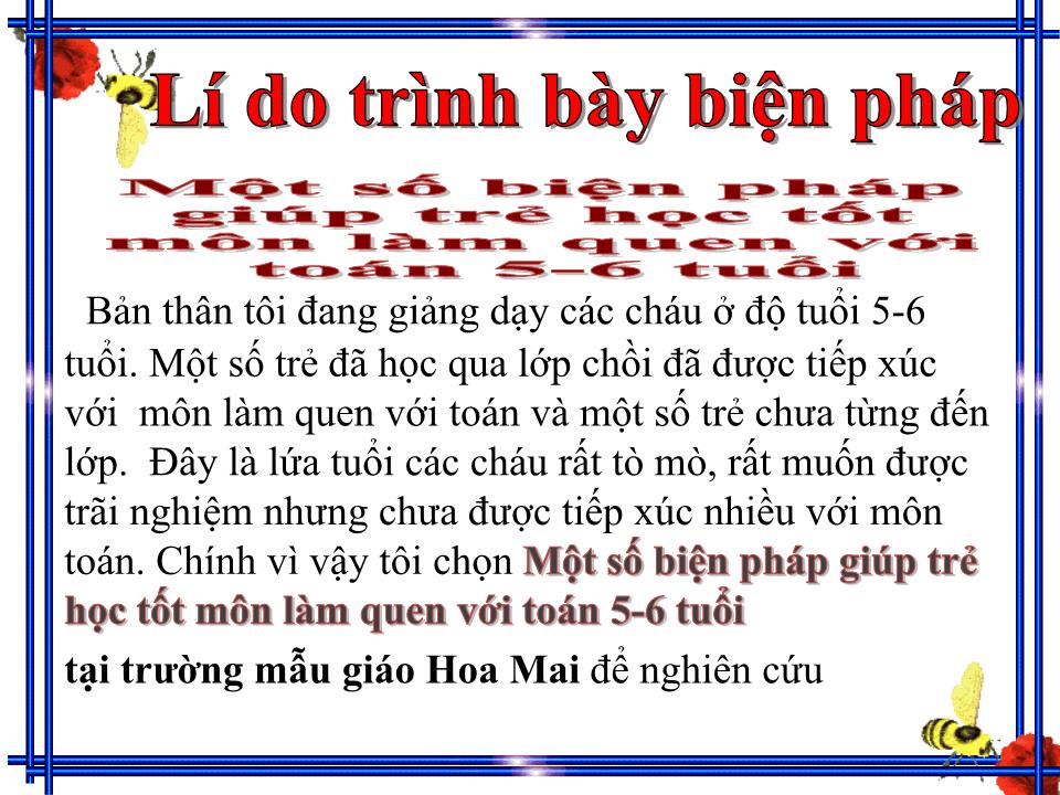 Thuyết trình Sáng kiến kinh nghiệm Một số biện pháp giúp trẻ học tốt môn làm quen với toán 5-6 tuổi trang 5