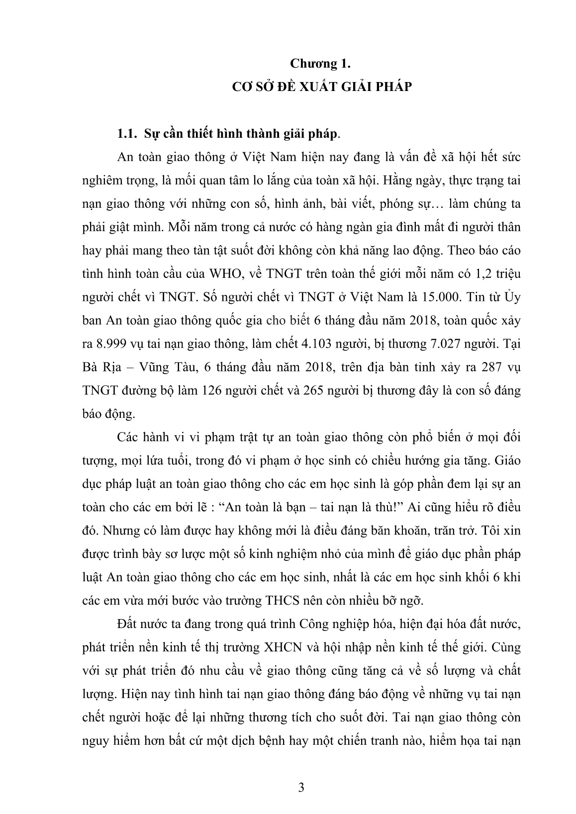 Sáng kiến kinh nghiệm Một số phương pháp giáo dục An toàn giao thông qua môn GDCD ở trường THCS trang 3