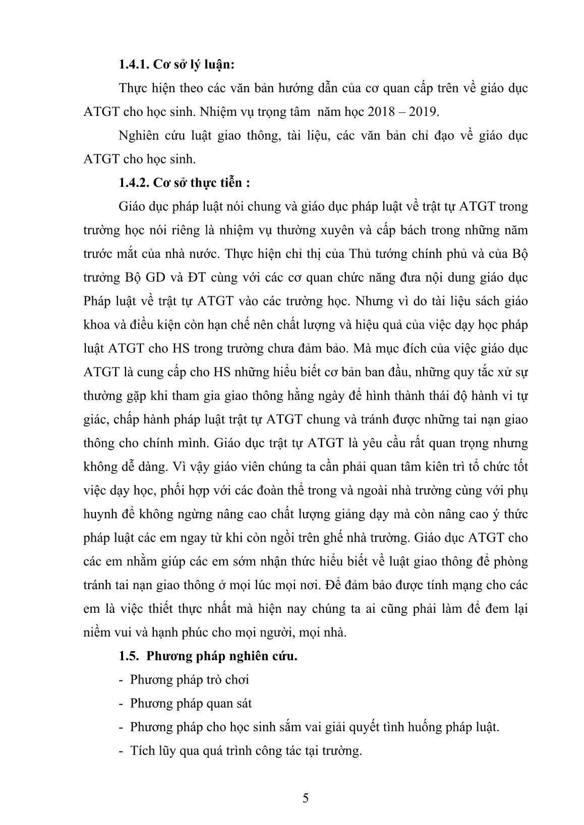 Sáng kiến kinh nghiệm Một số phương pháp giáo dục An toàn giao thông qua môn GDCD ở trường THCS trang 5