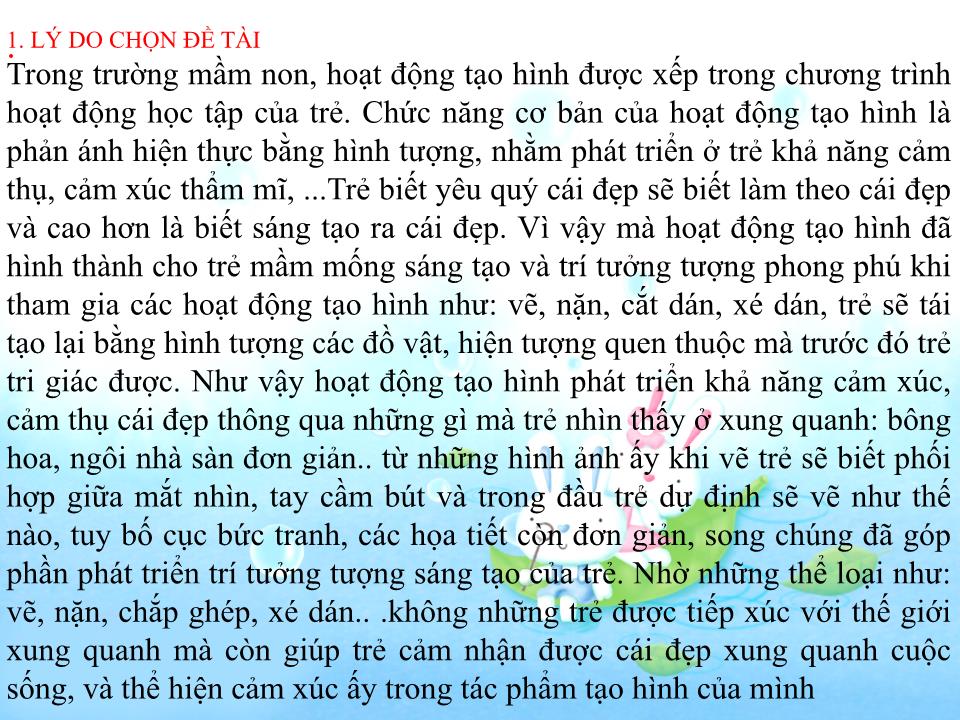 Sáng kiến kinh nghiệm Một số biện pháp giúp trẻ học tốt môn tạo hình 4-5 tuổi trang 2