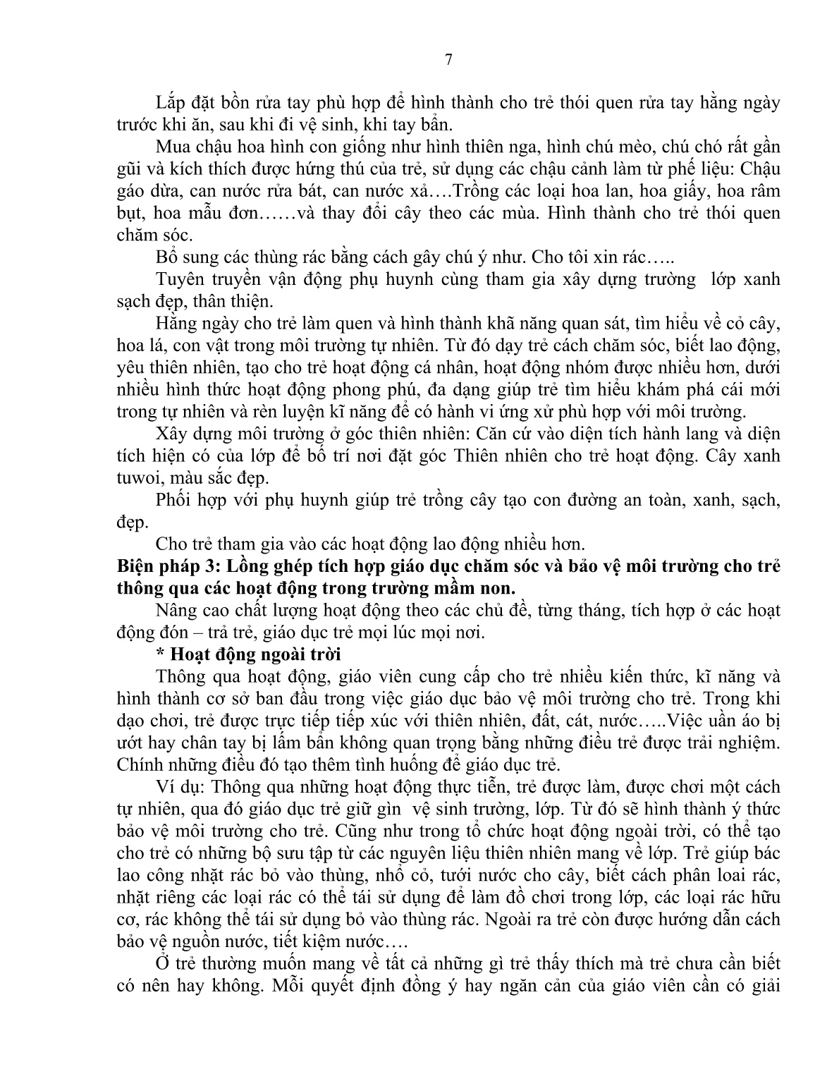 Sáng kiến kinh nghiệm Một số biện pháp nhằm nâng cao ý thức bảo vệ môi trường cho trẻ mẫu giáo trang 7