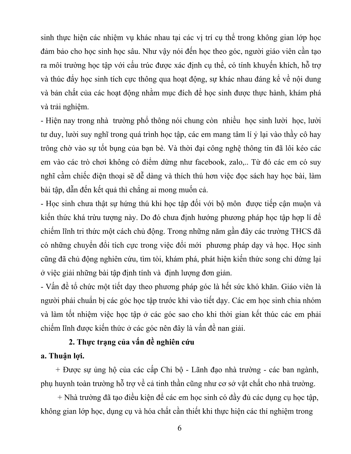 SKKN Sử dụng phương pháp dạy học theo góc trong môn Hóa học nhằm phát huy tính tích cực chủ động của học sinh cấp THCS ở trường THCS Ngô Mây trang 6