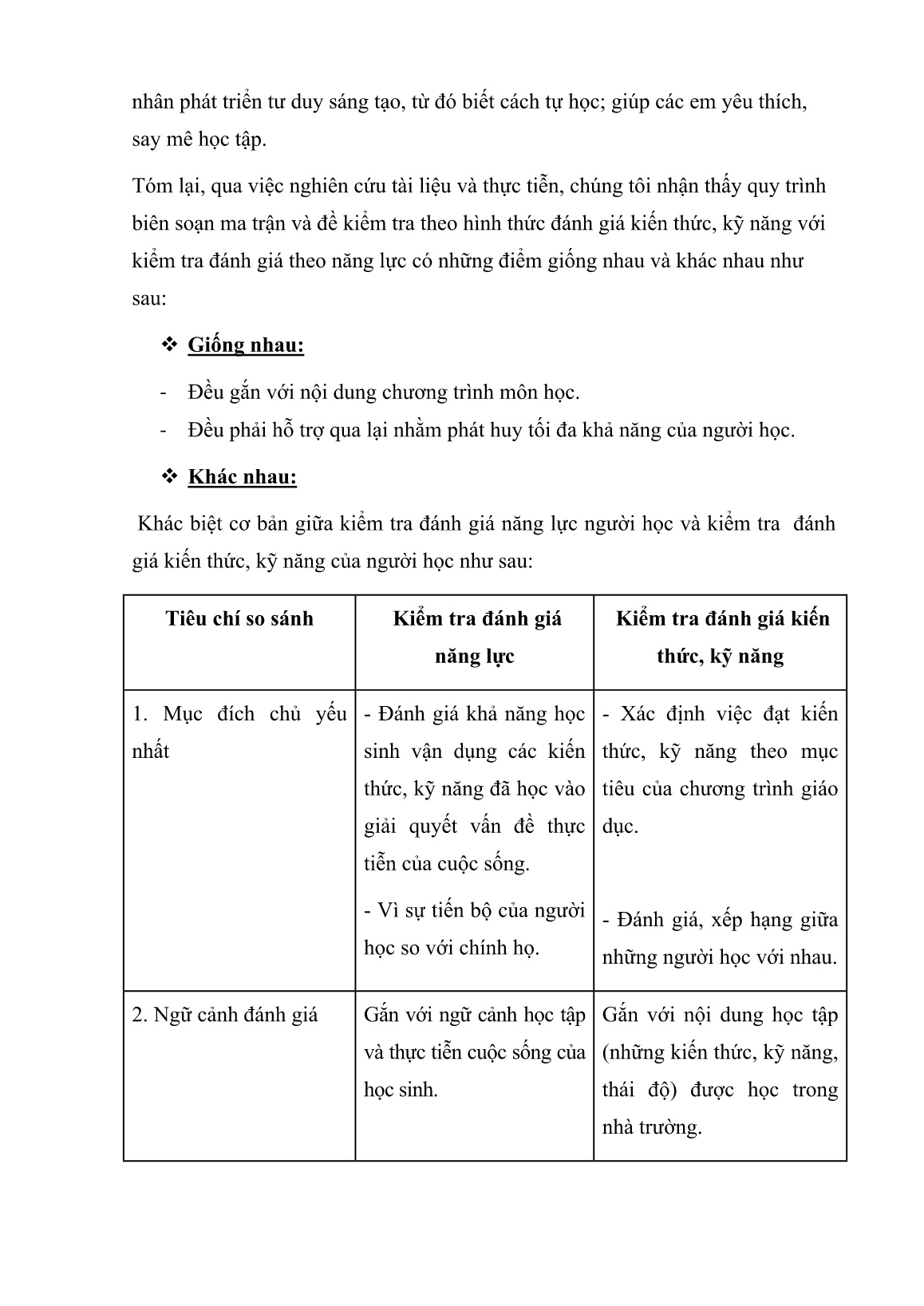 Sáng kiến kinh nghiệm Bài thu hoạch về việc tập huấn CBQL, GV cấp THCS về kiểm tra, đánh giá kết quả dạy học trang 4