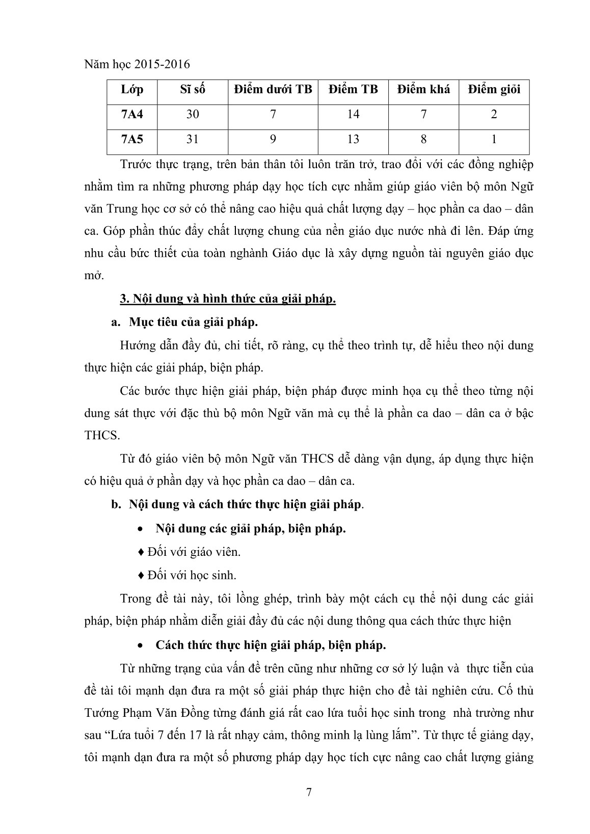 SKKN Một số phương pháp dạy học tích cực nâng cao chất lượng giảng dạy phần ca dao, dân ca ở bậc Trung học cơ sở trang 7