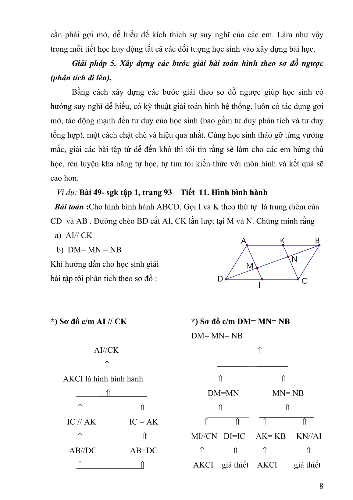 Một số biện pháp tạo hứng thú cho học sinh học môn Hình học 8 trang 8