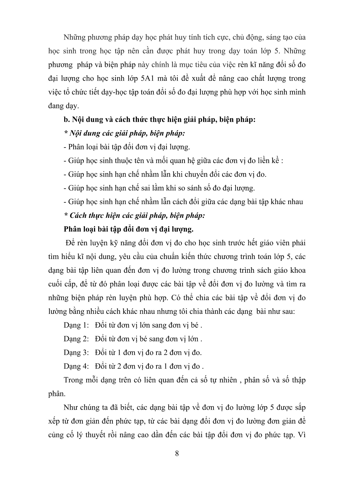 Sáng kiến kinh nghiệm Rèn kỹ năng đổi đơn vị đo đại lượng cho học sinh DTTS lớp 5A1 Trường Tiểu học Lê Lợi trang 8