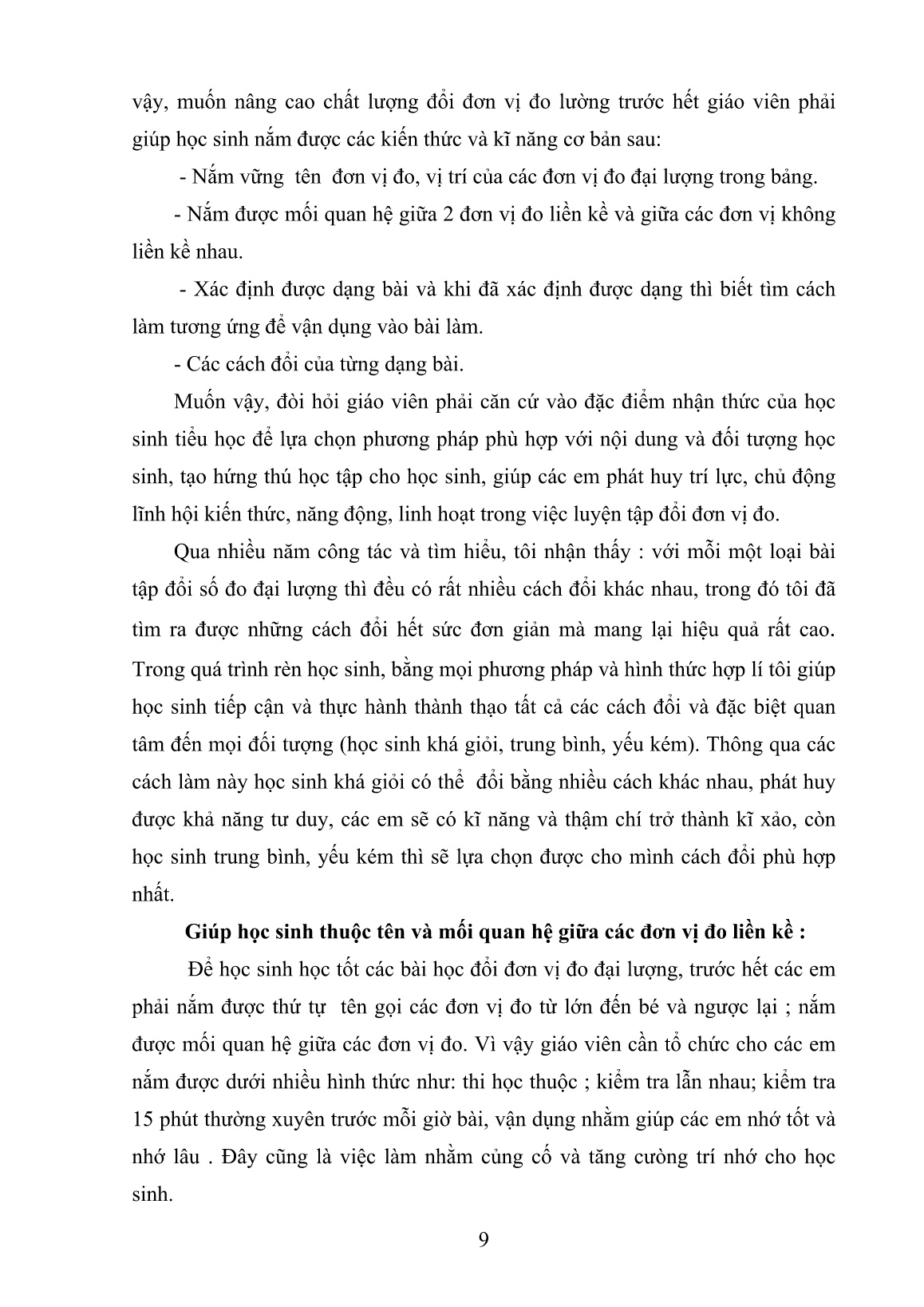 Sáng kiến kinh nghiệm Rèn kỹ năng đổi đơn vị đo đại lượng cho học sinh DTTS lớp 5A1 Trường Tiểu học Lê Lợi trang 9